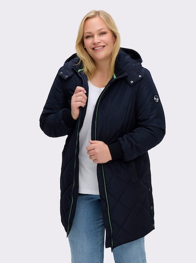 sheego Steppjacke mit abnehmbarer Kapuze - tiefblau