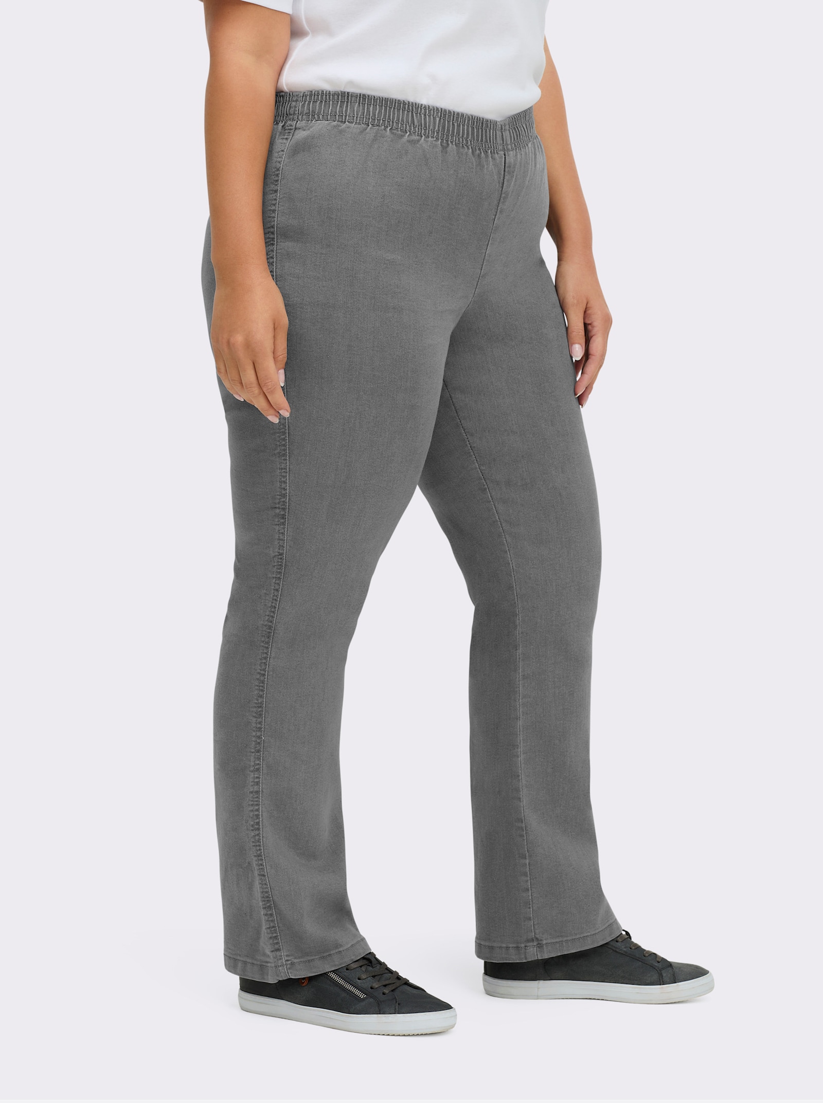 Stretch-Jeans mit Rundum-Dehnbund - grey-denim