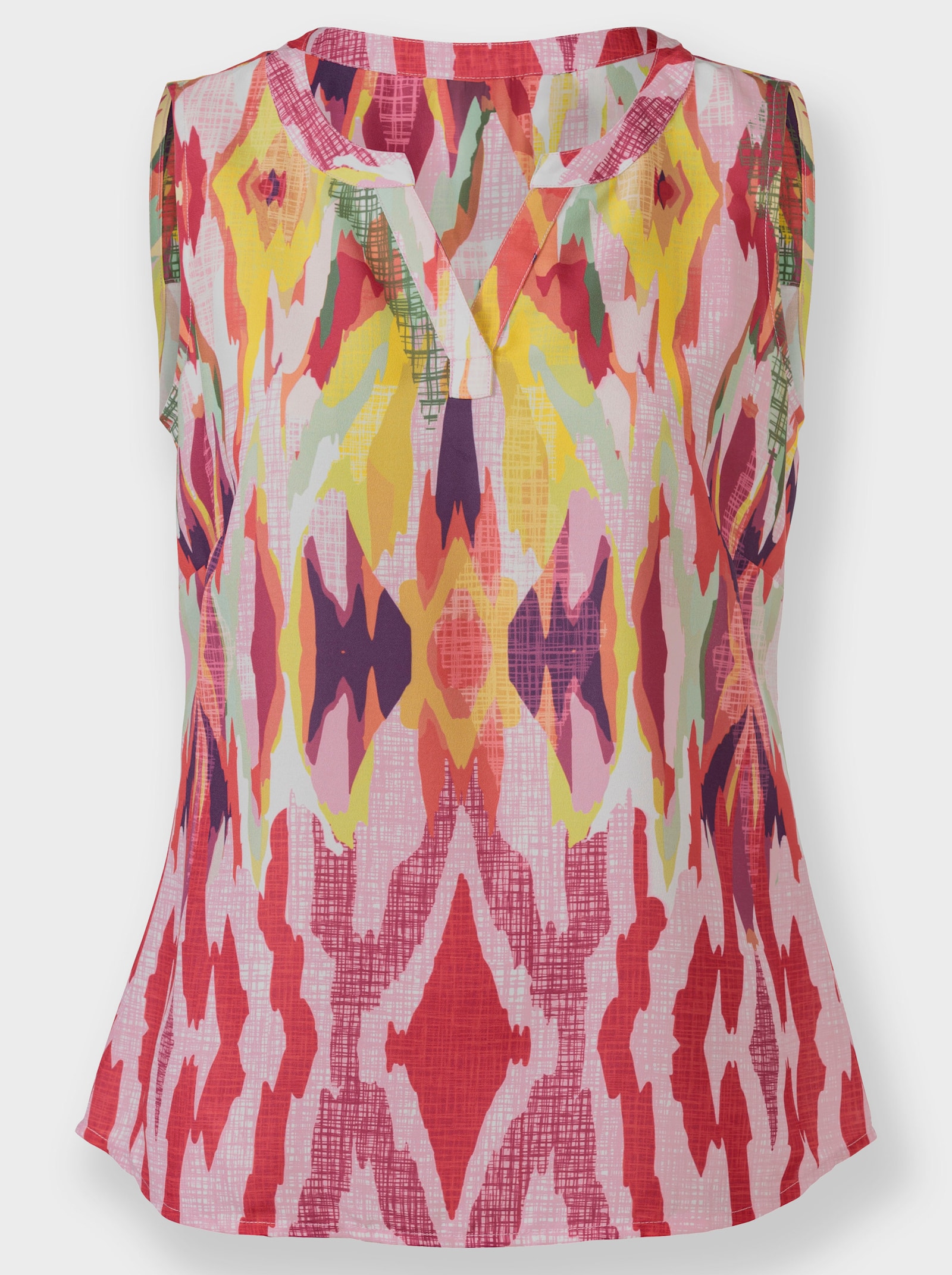 heine Blusentop mit Passe hinten - orange-pink-bedruckt