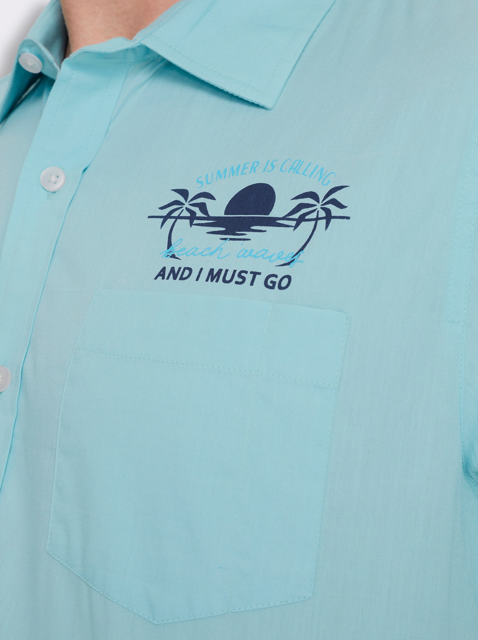 Kurzarmhemd mit 2 Brusttaschen - aquamarin