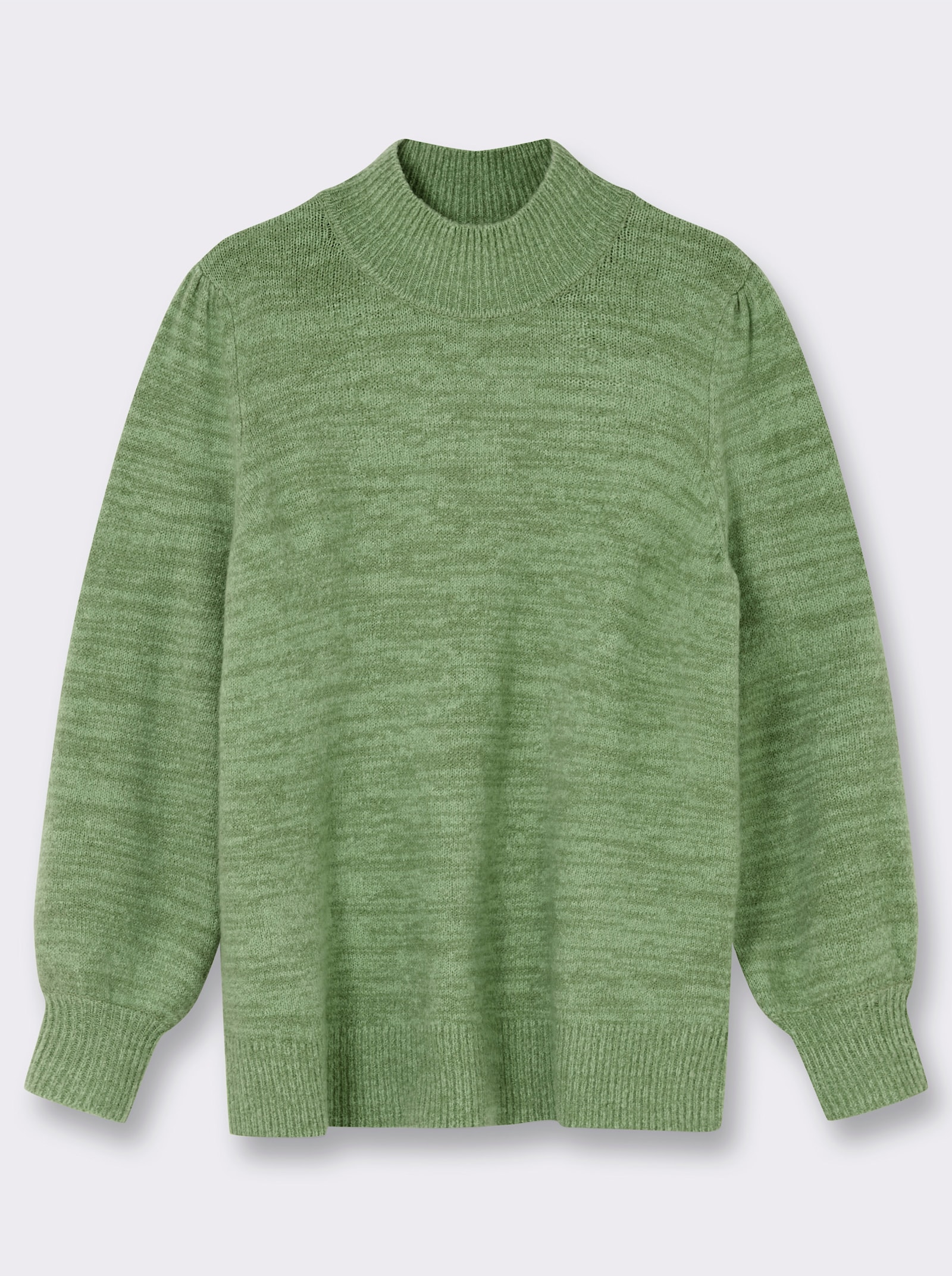 sheego Stehkragenpullover in Melange-Optik - eucalyptus-meliert
