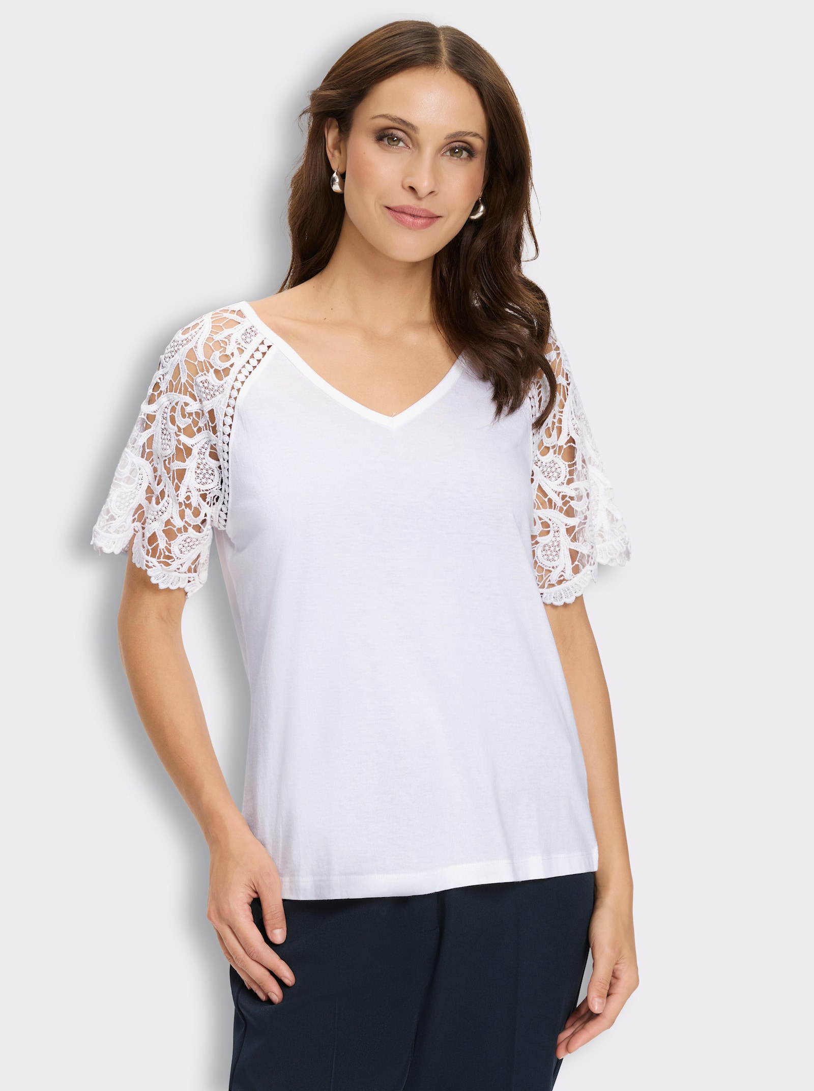 Kurzarmshirt im Modal-Mix - ecru