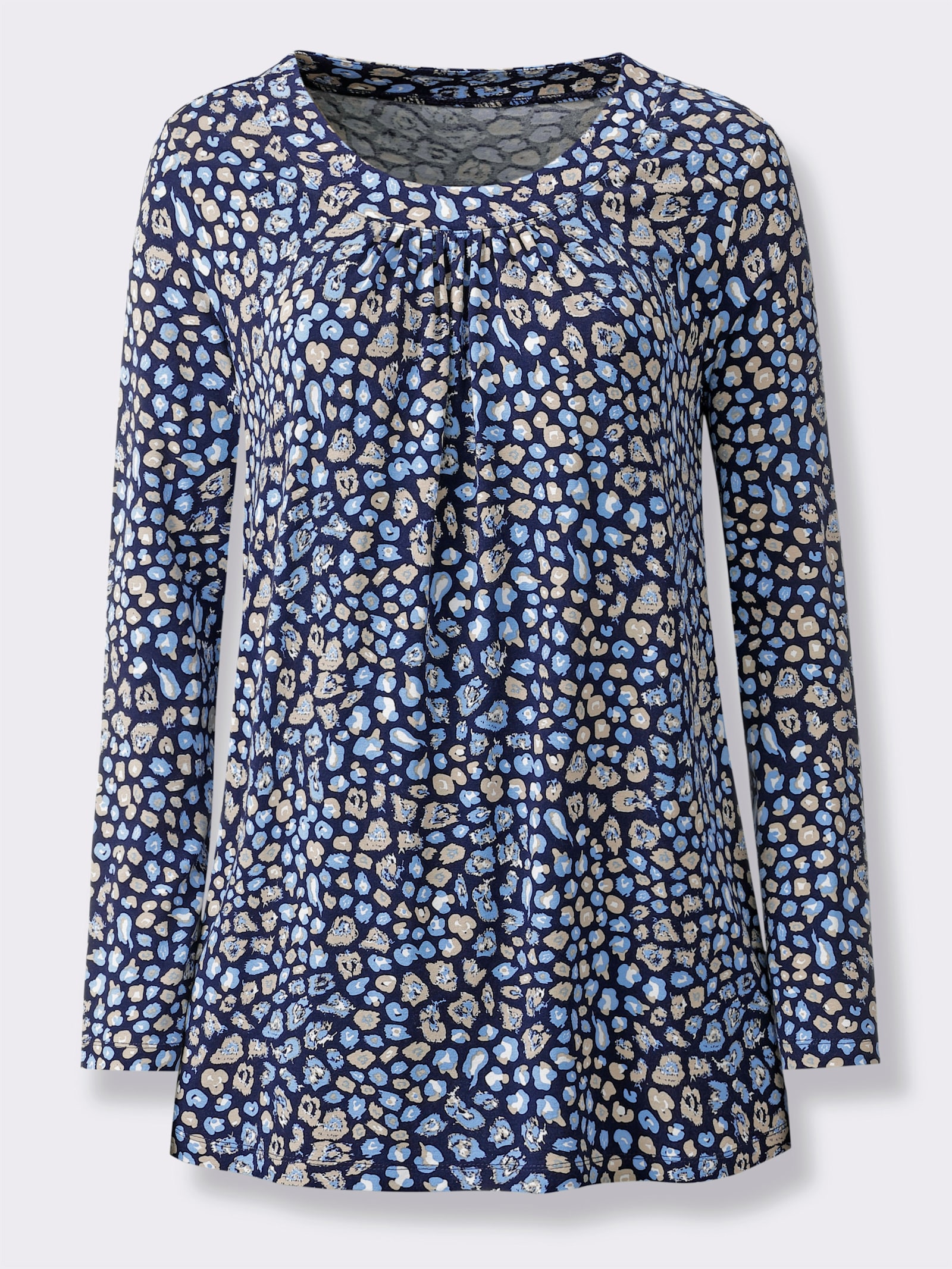 Tunikashirt - marine-himmelblau-bedruckt