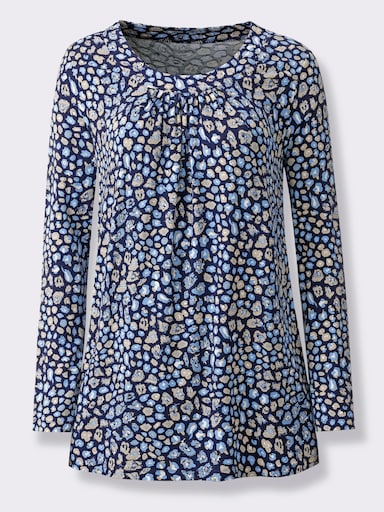 Tunikashirt - marine-himmelblau-bedruckt