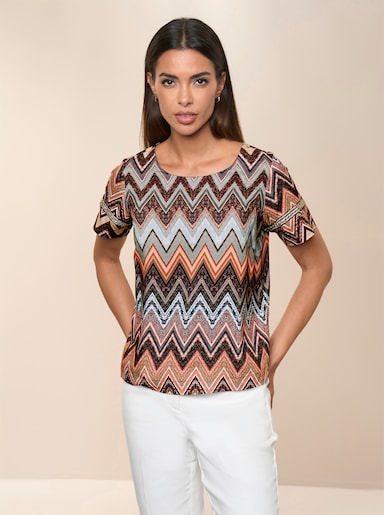 heine Druckbluse - dunkeltaupe-rosenholz-gemustert