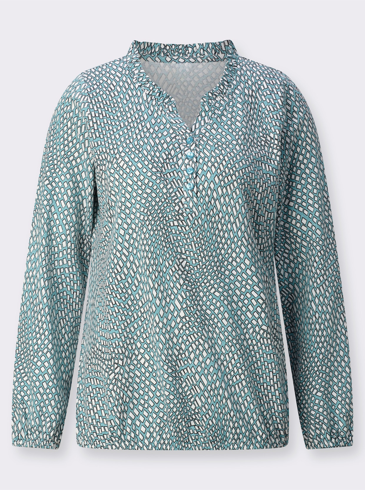 Shirt met lange mouwen - oceaan/ecru bedrukt