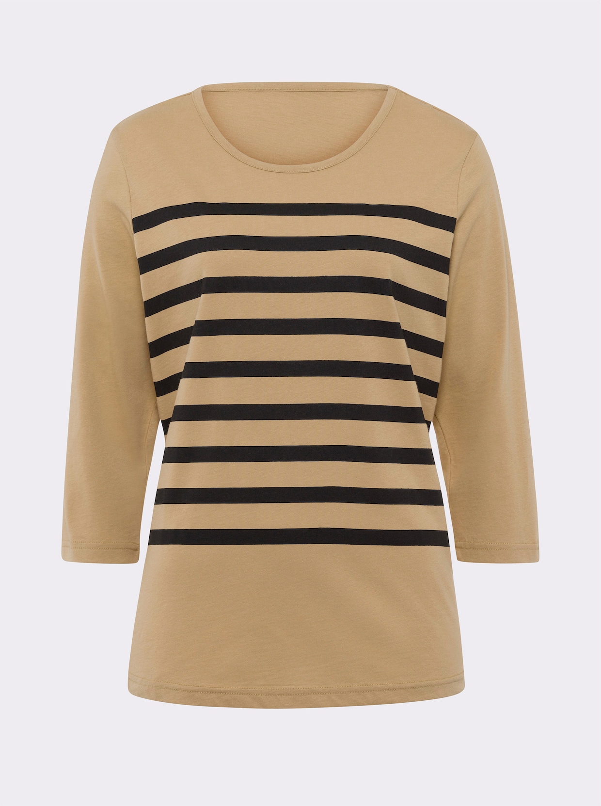 Shirt met 3/4-mouw - camel/zwart