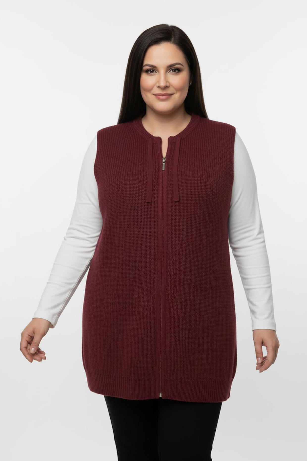 Strickweste in Longform - kirsche