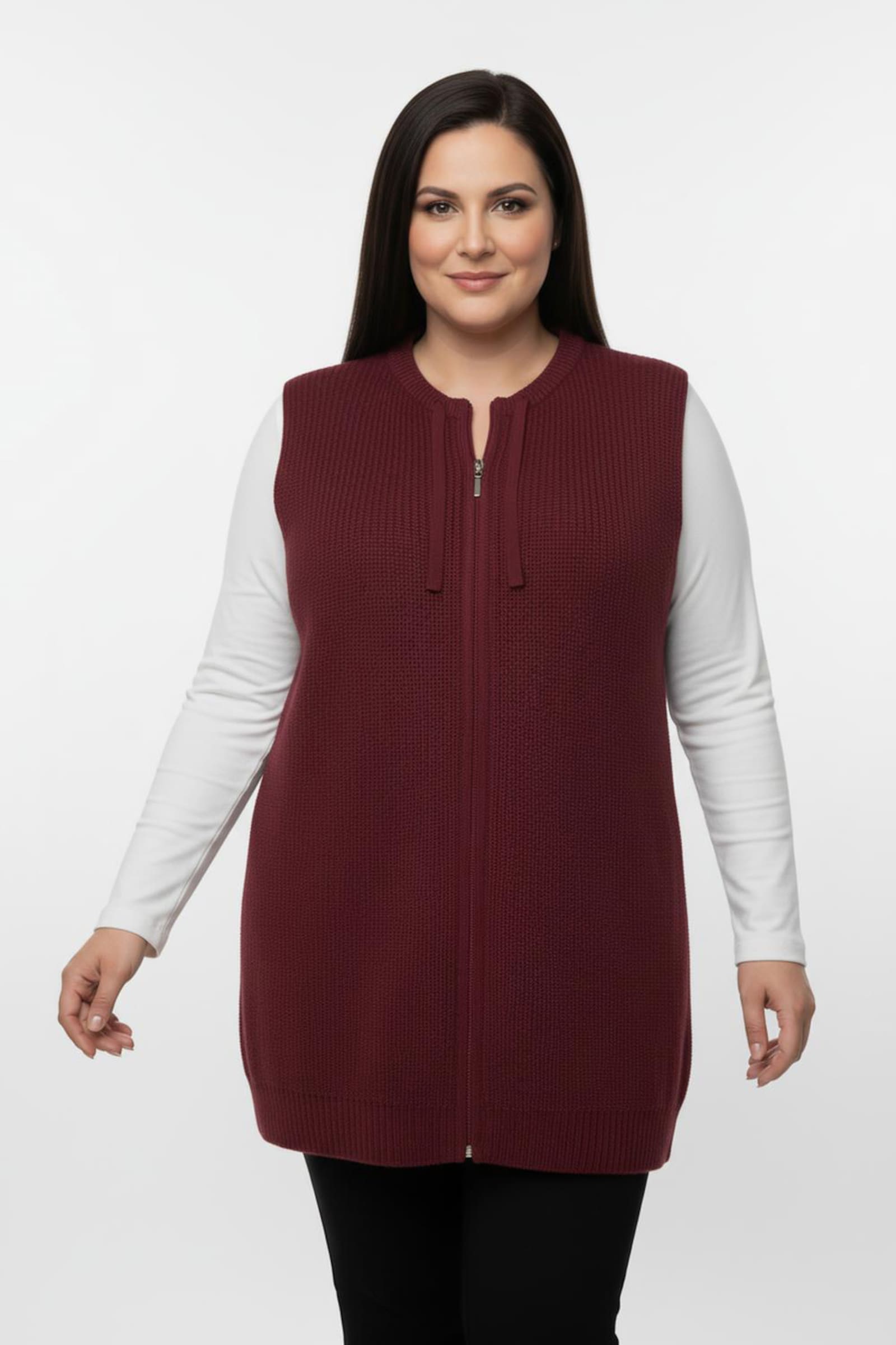 Strickweste in Longform - kirsche