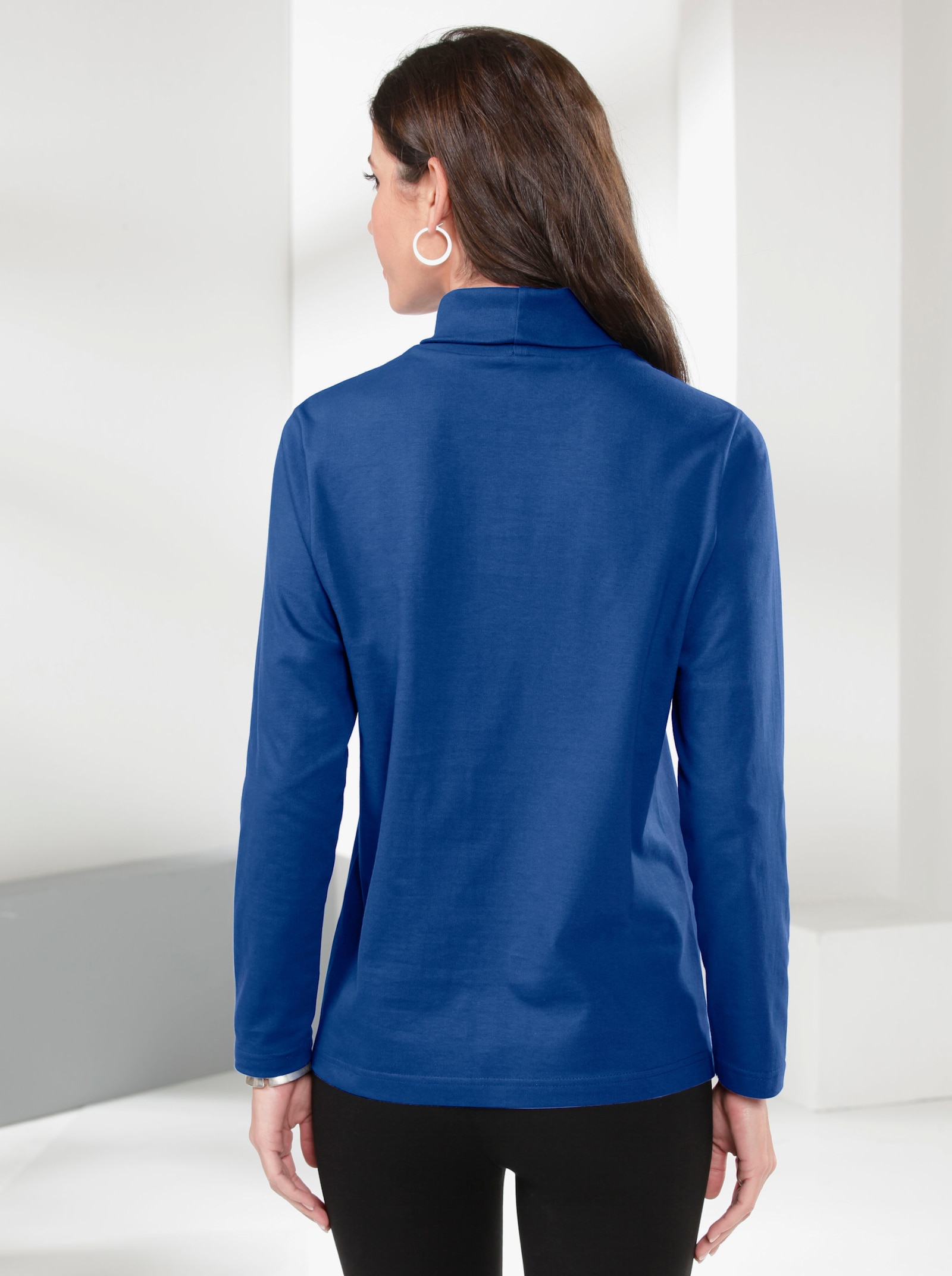 Tričko s rolákovým golierom a dlhými rukávmi - Kráľovská modrá