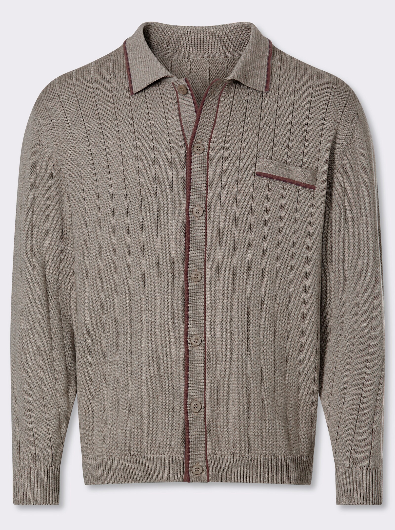 Marco Donati Strickjacke mit Ripp-Muster, 50% Baumwolle - sesam-meliert