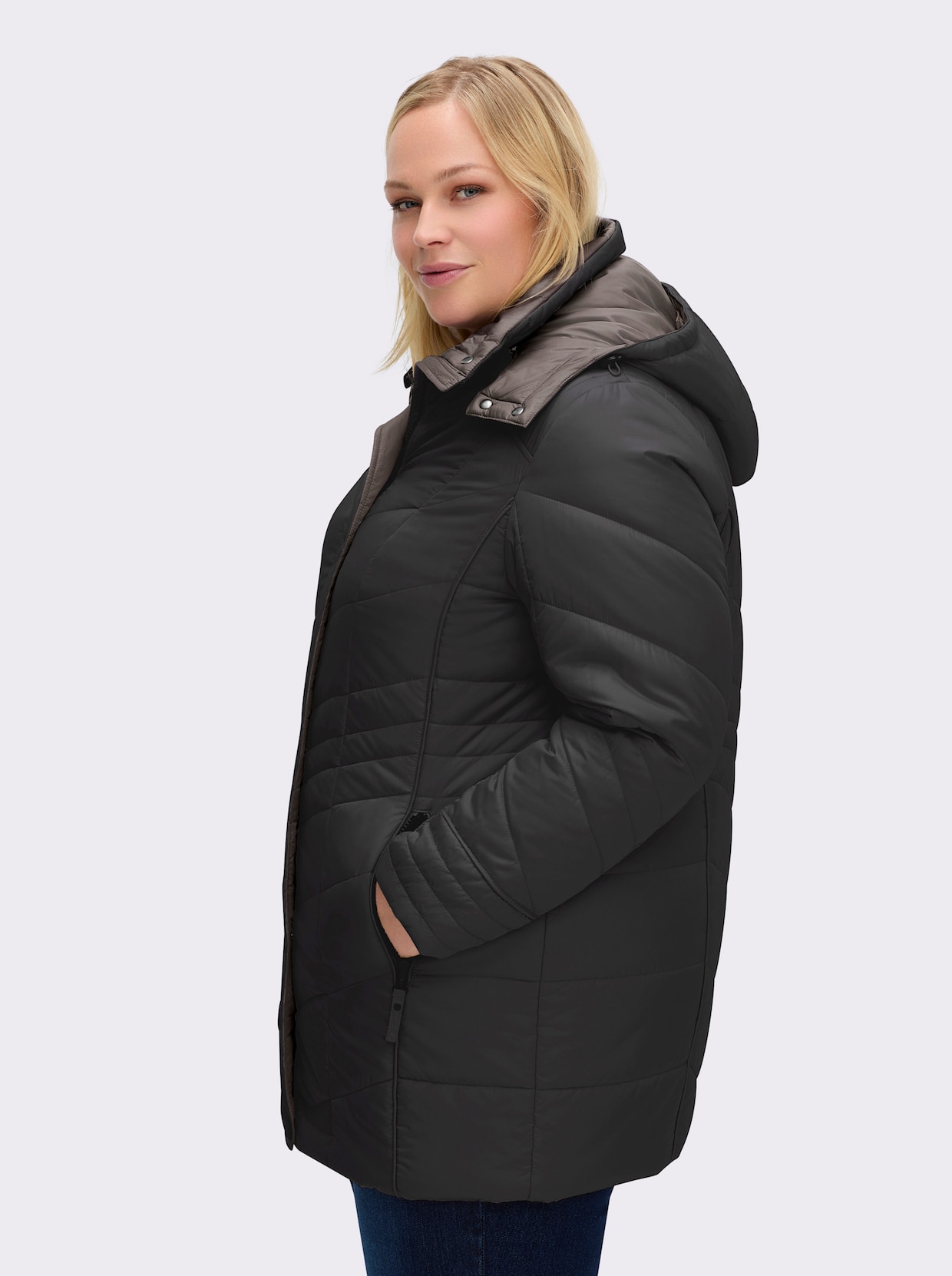 Steppjacke in Microfaser-Qualität, pflegeleicht - schwarz