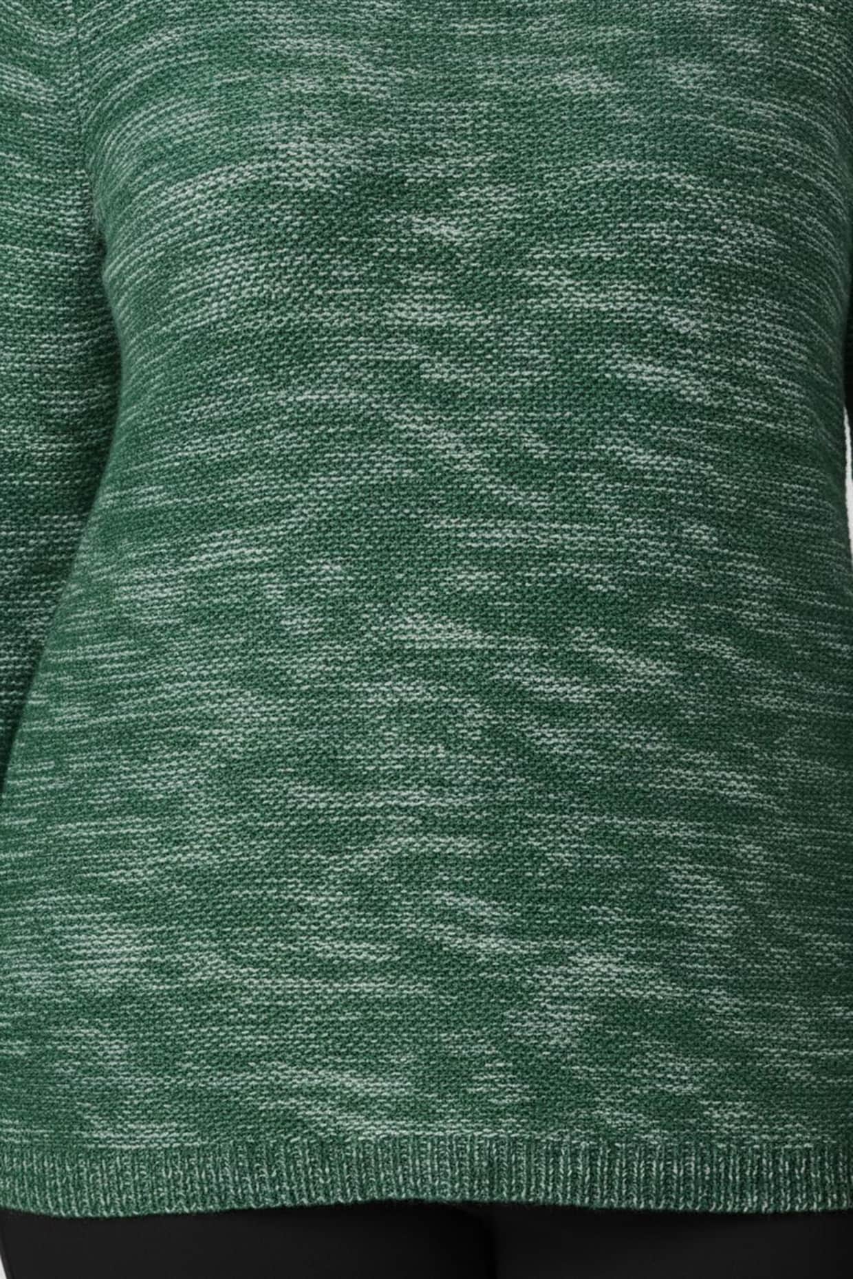 Rundhalspullover aus Melange-Strick - grün-meliert