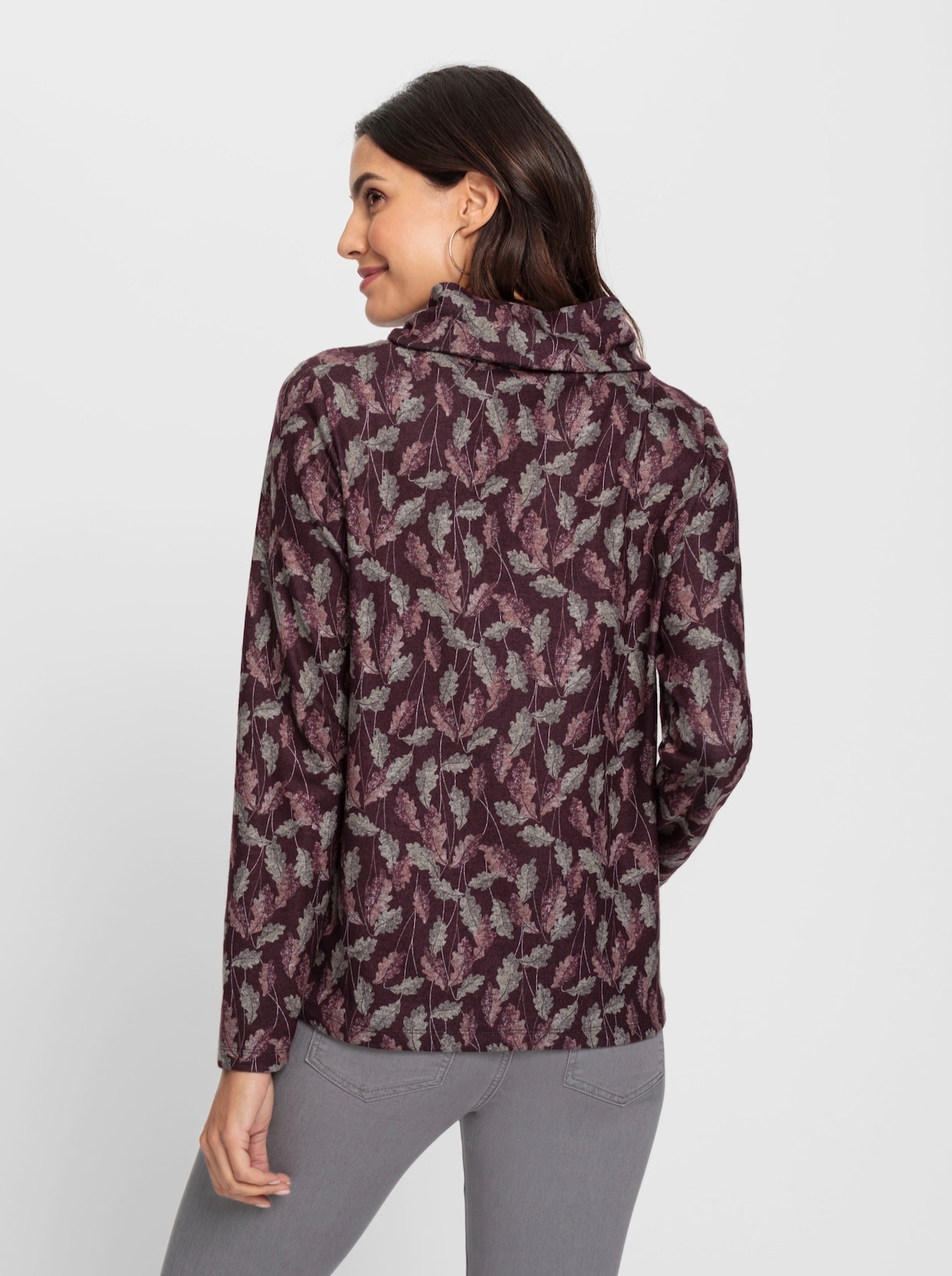 Shirt met print - bordeaux/sesam bedrukt