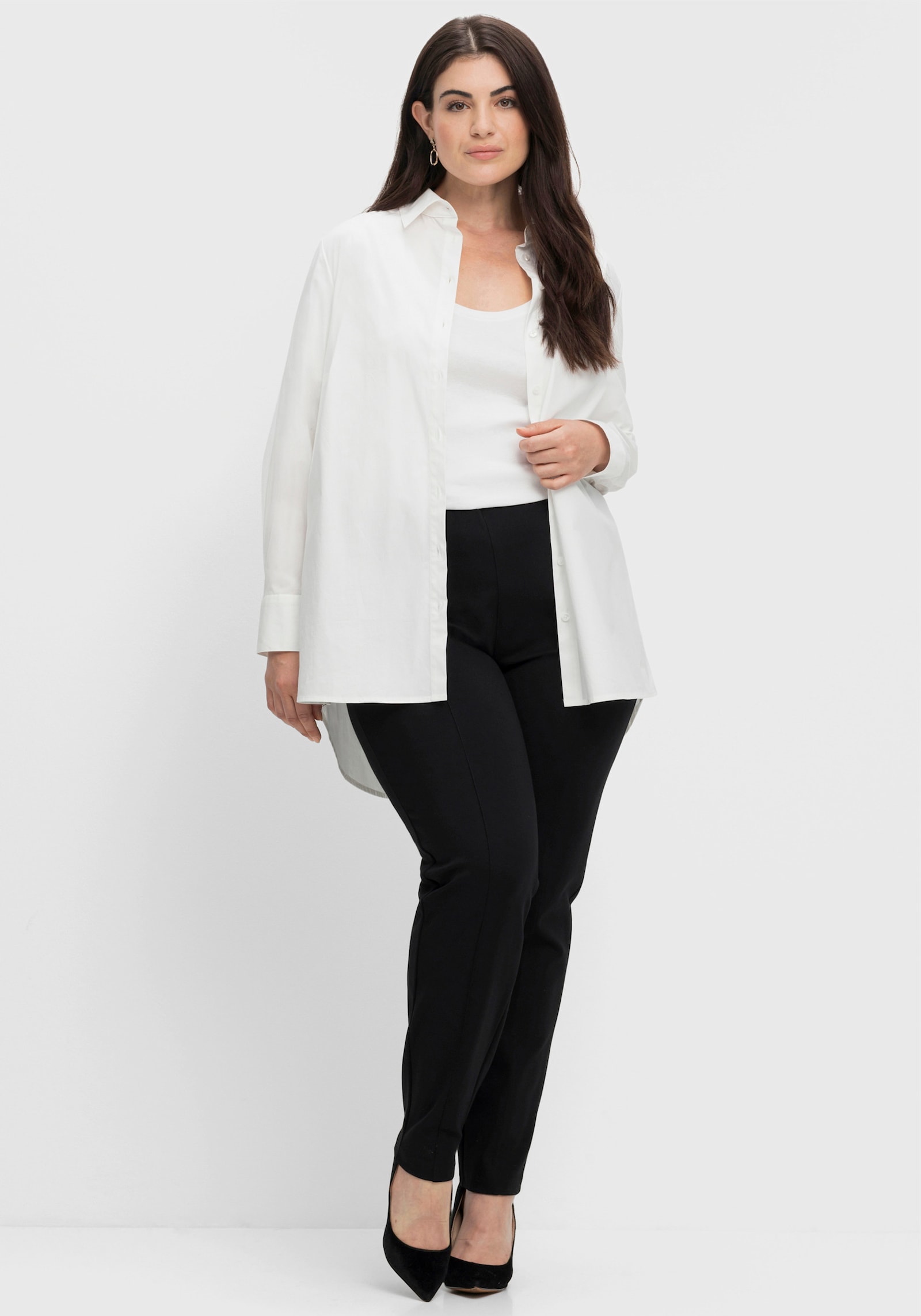 sheego Jerseyhose schmal, mit Schlupfbund - schwarz