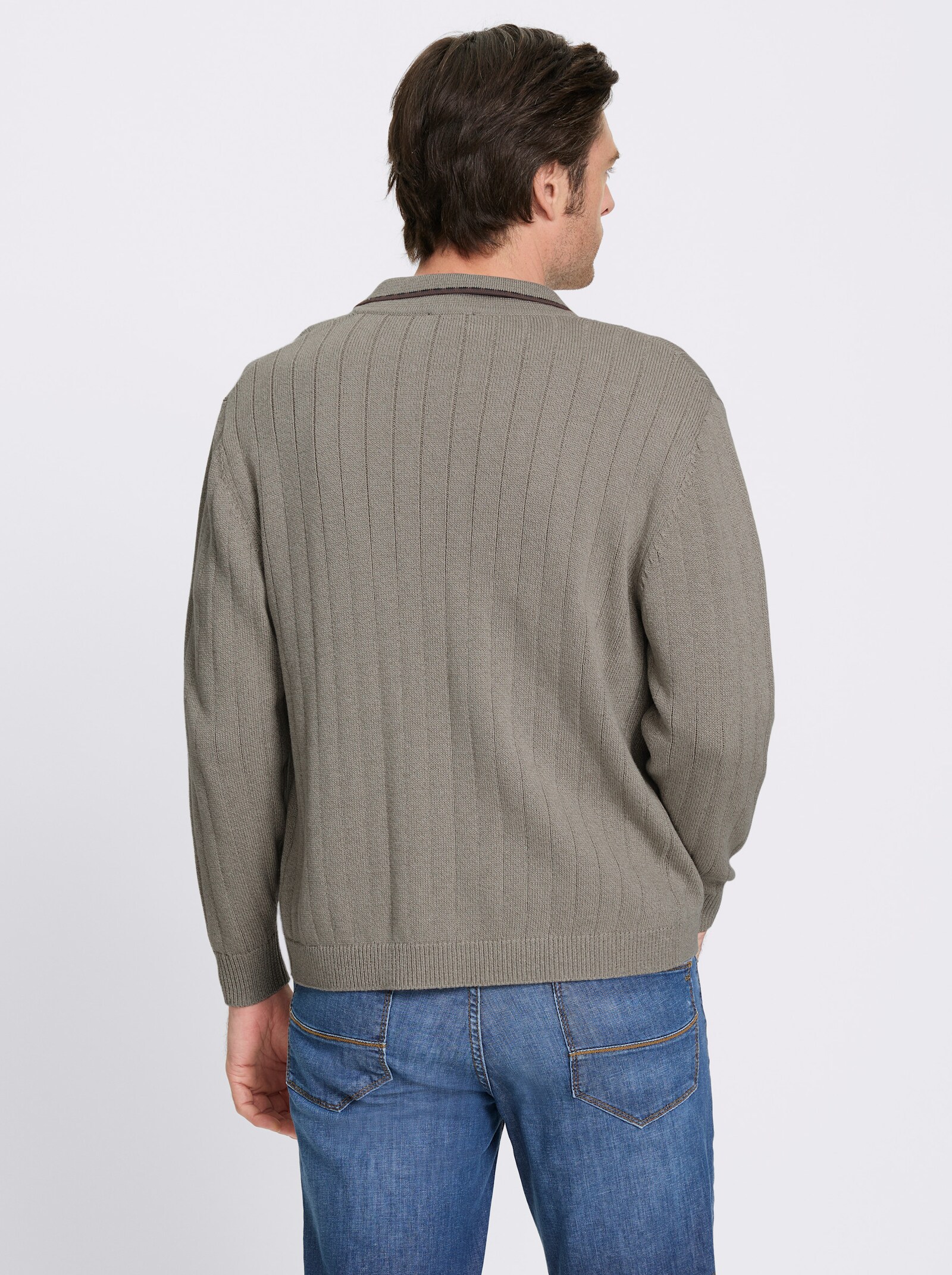 Marco Donati Strickjacke mit Ripp-Muster, 50% Baumwolle - sesam-meliert