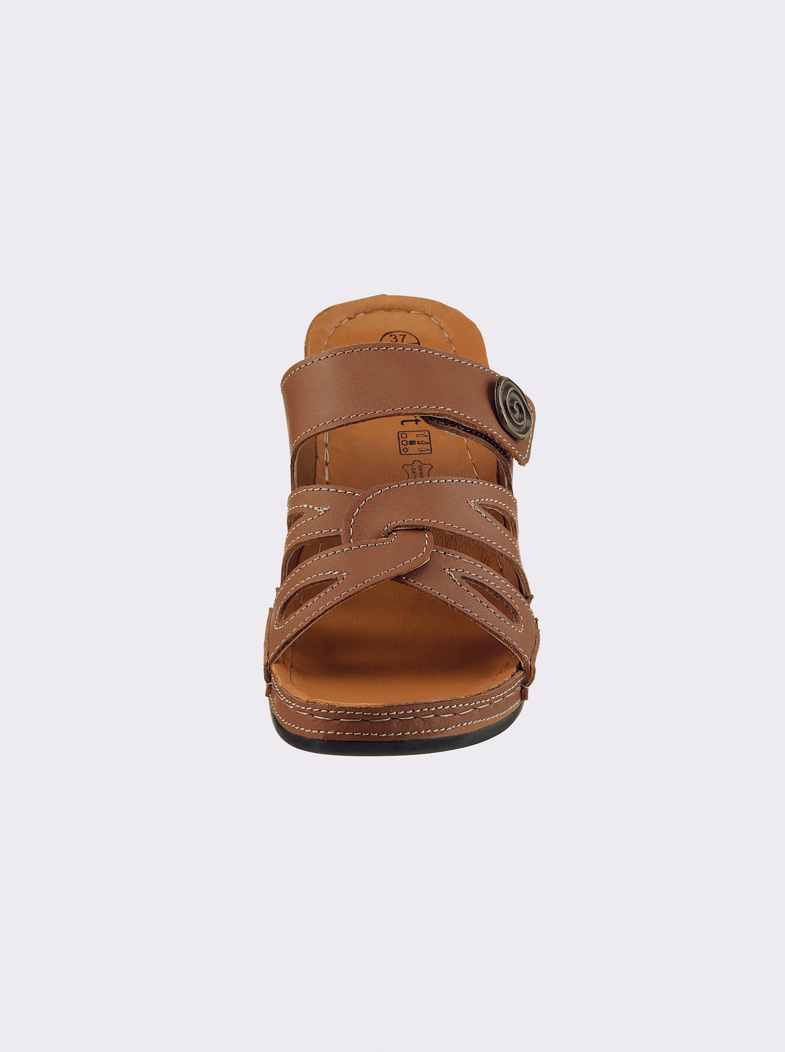 airsoft modern+ Pantolette mit Keilabsatz - cognac