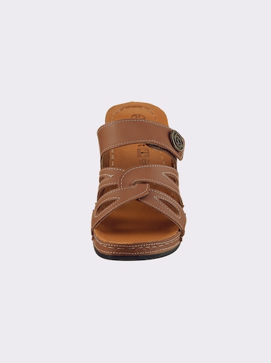 airsoft modern+ Pantolette mit Keilabsatz - cognac