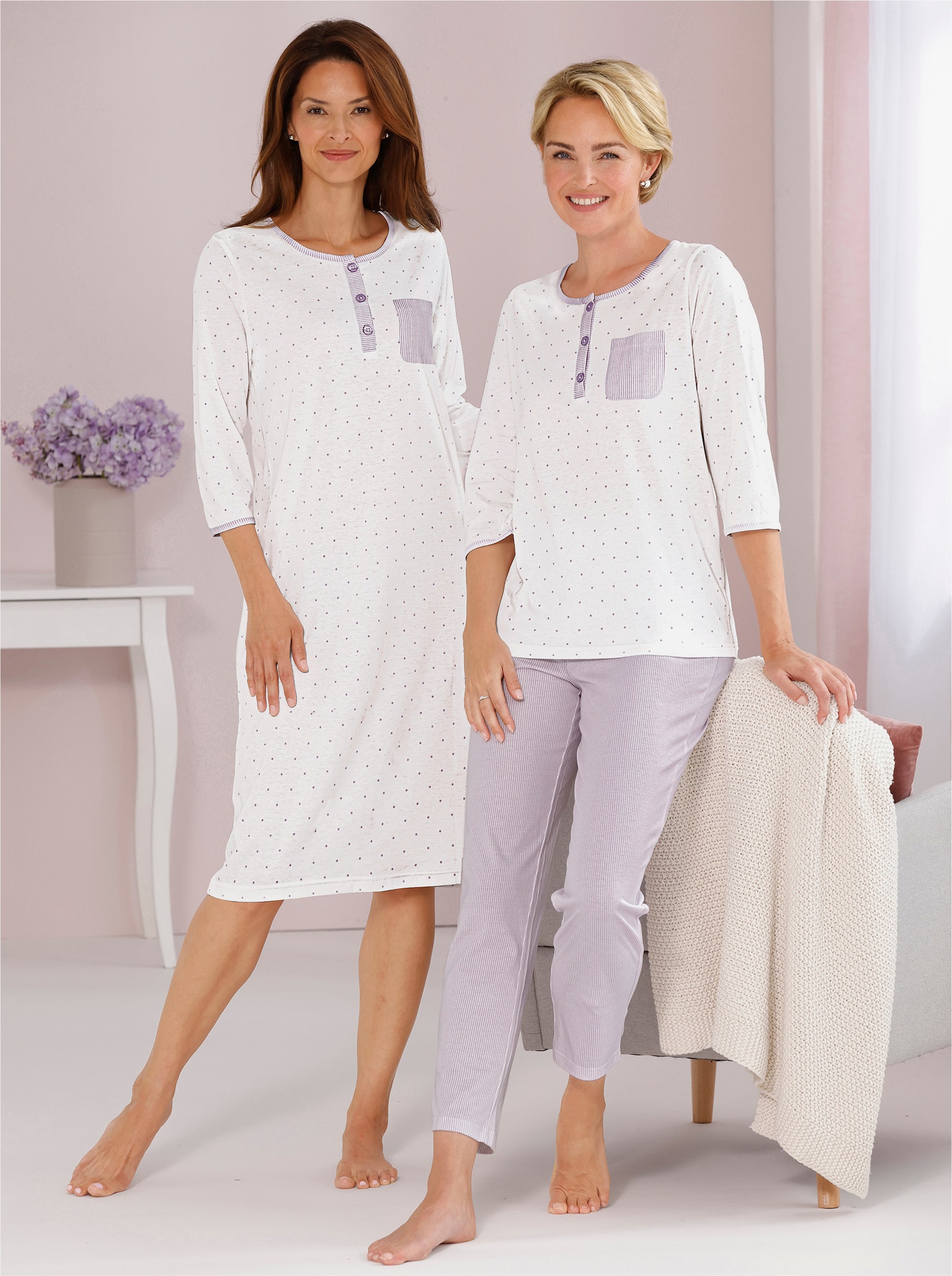 wäschepur Pyžamo - ecru-šeříková