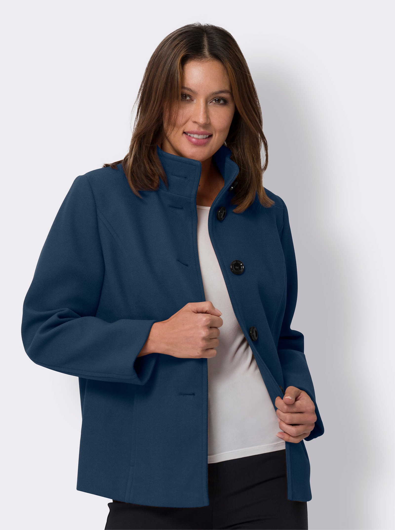 Bunda s ozdobnými knoflíky - kouřová modrá