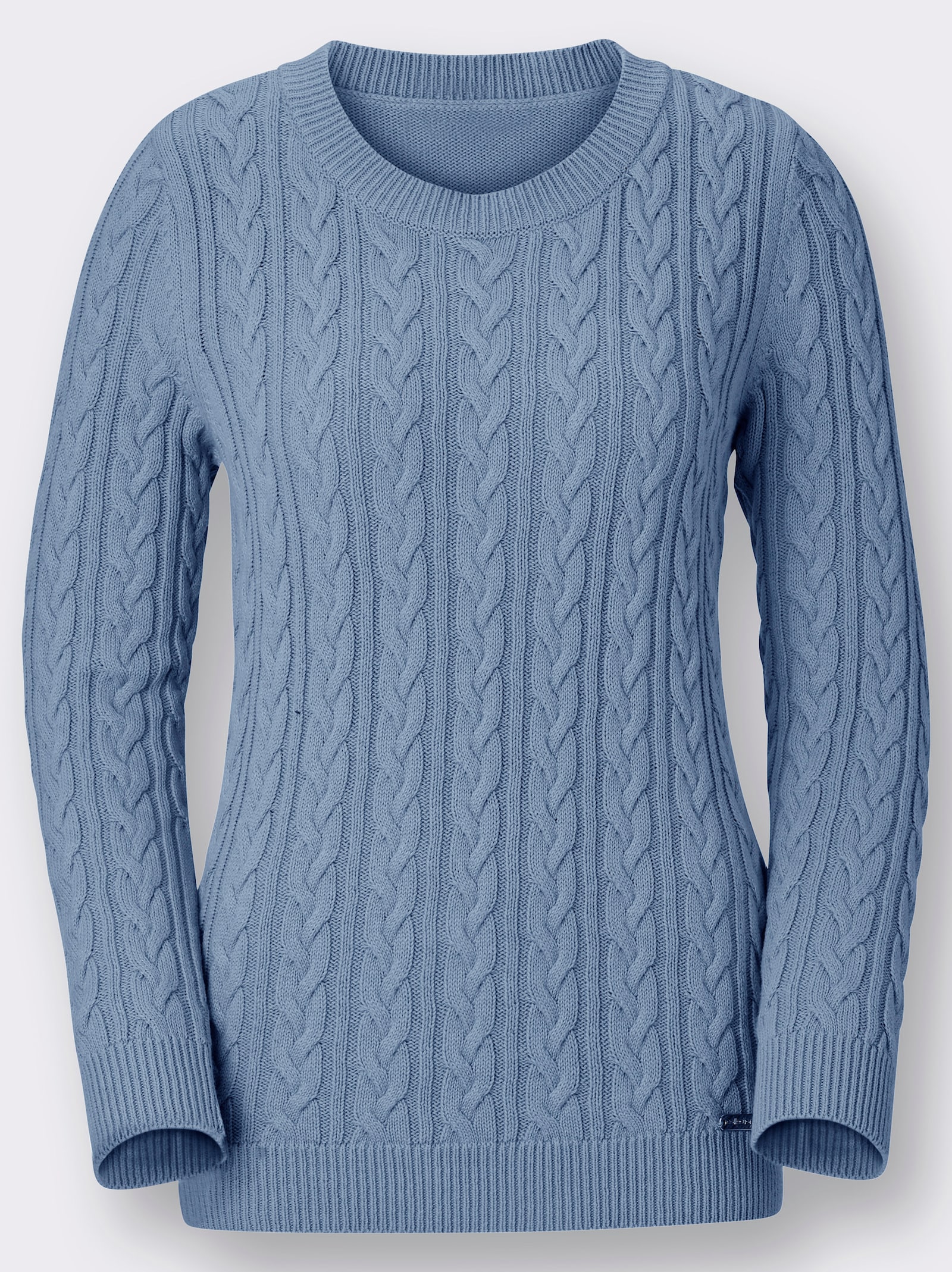 Pull en tricot avec motif torsadé - bleu tourterelle