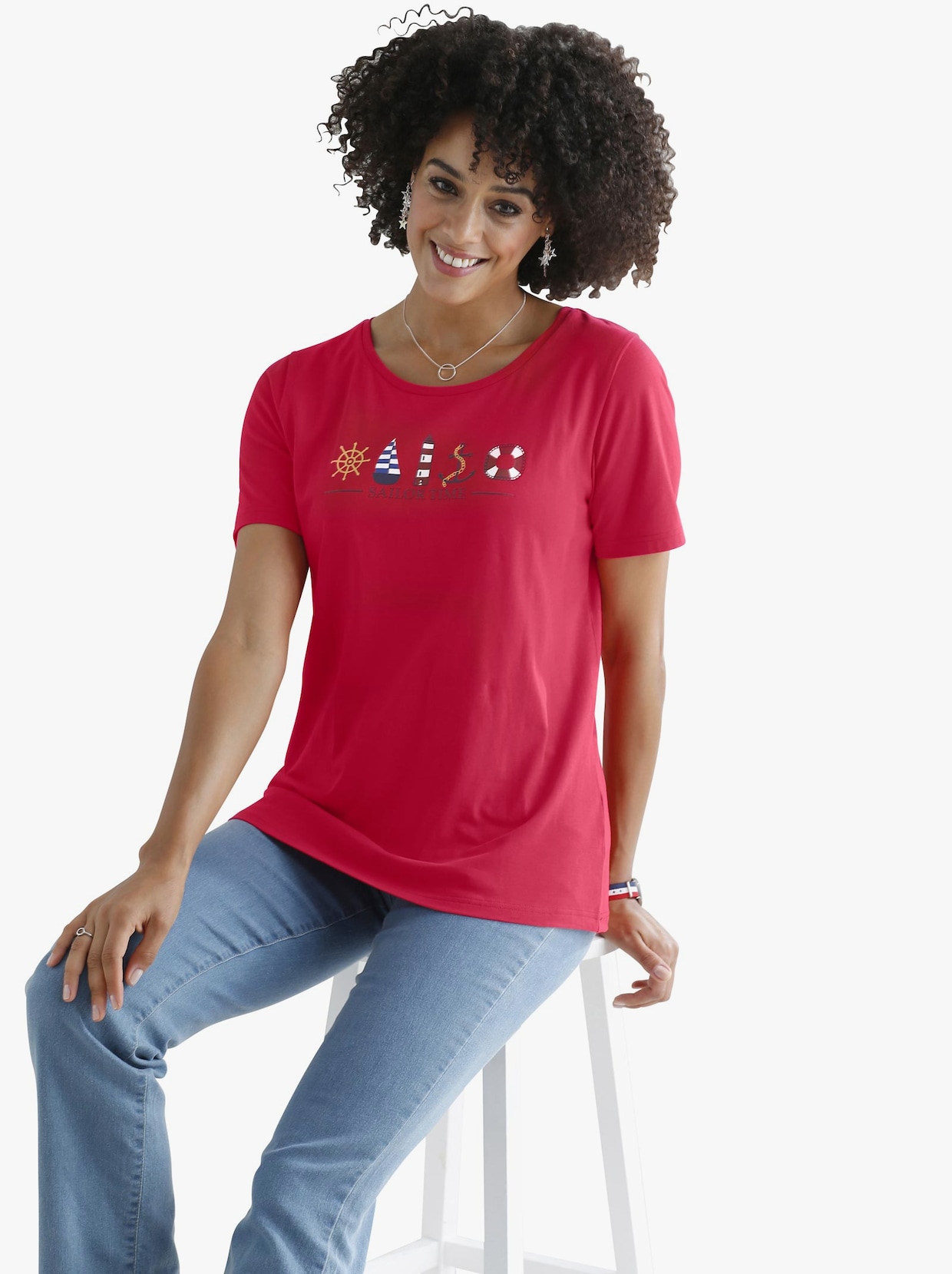 Shirt met korte mouwen - rood geprint