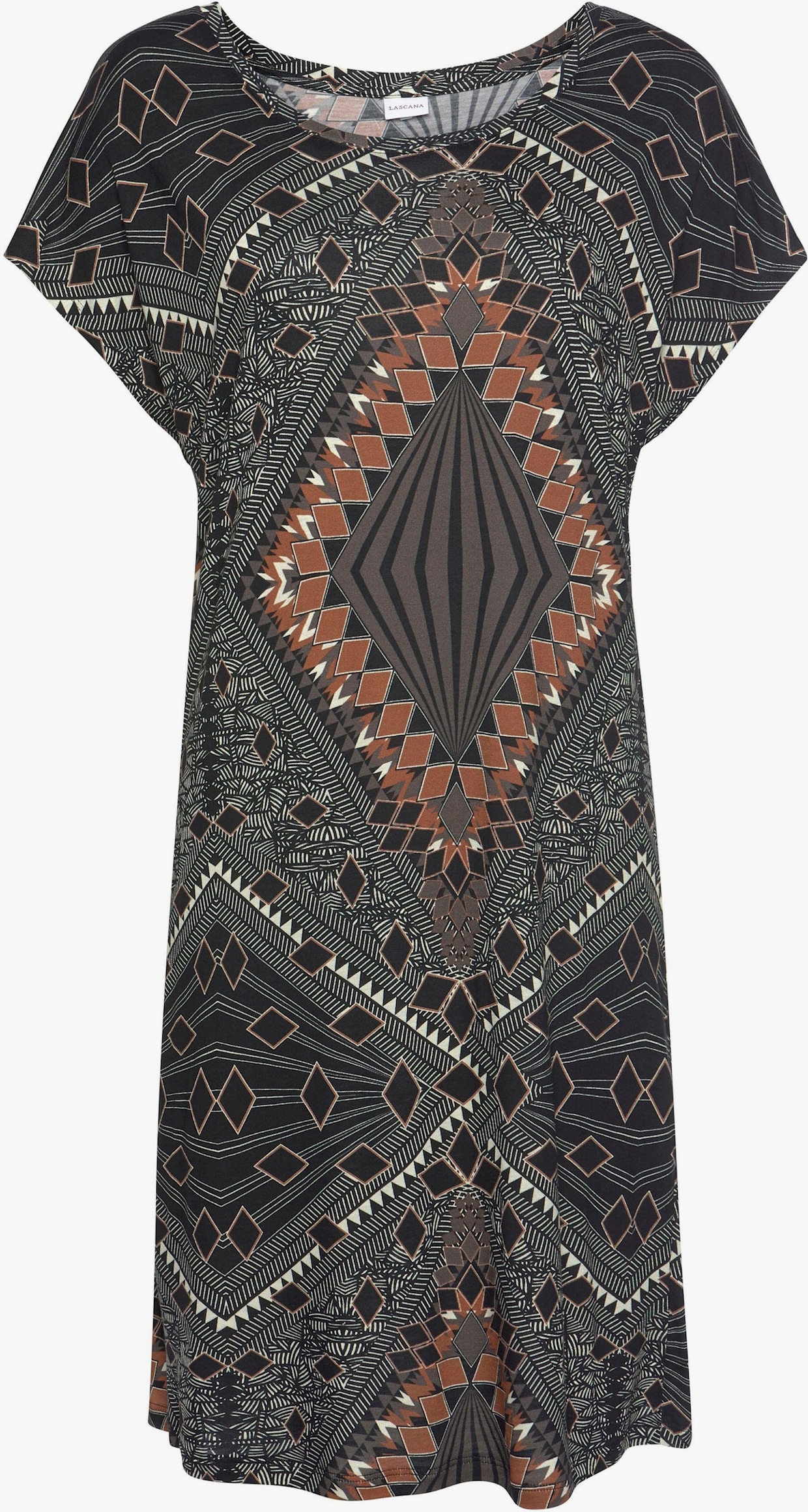 LASCANA Chemise de nuit - à motifs-noir-marron-écru