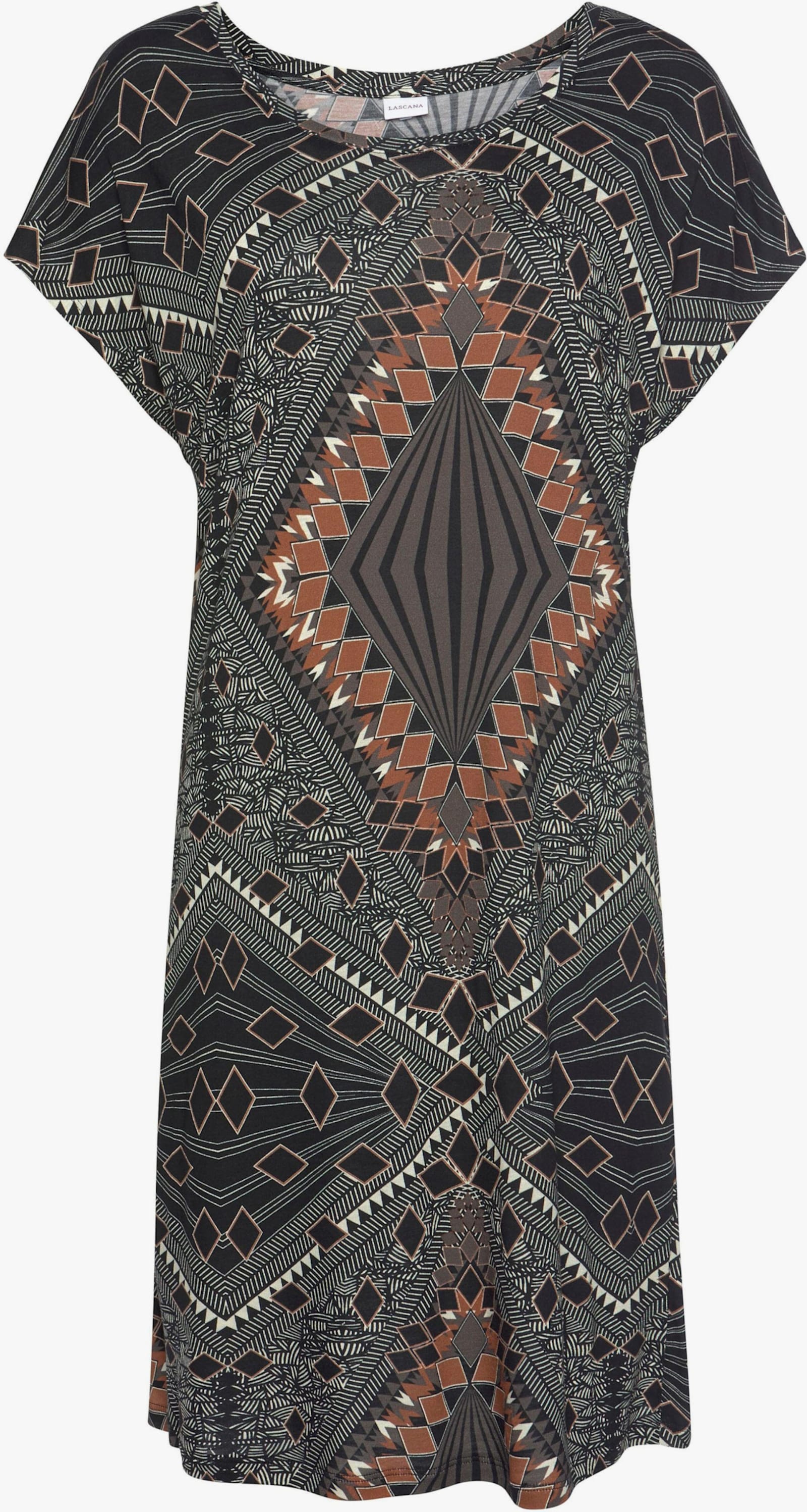 LASCANA Nachthemd - gemustert-schwarz-braun-ecru