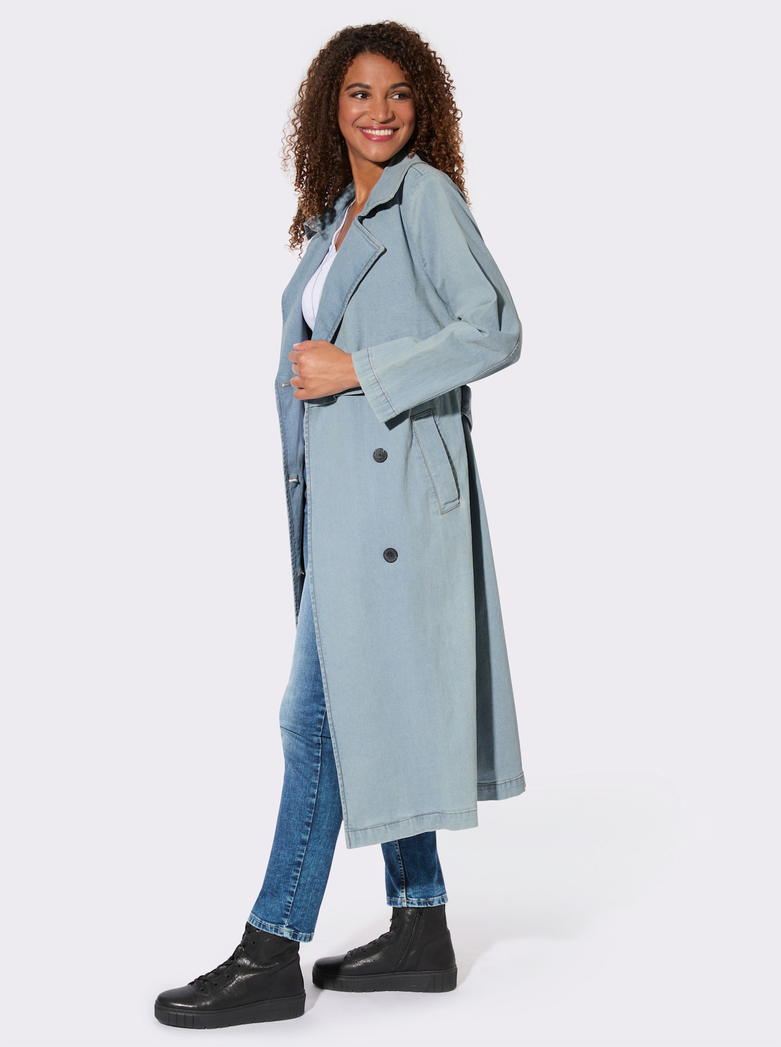 Trenchcoat in Denim-Qualität - blue-bleached
