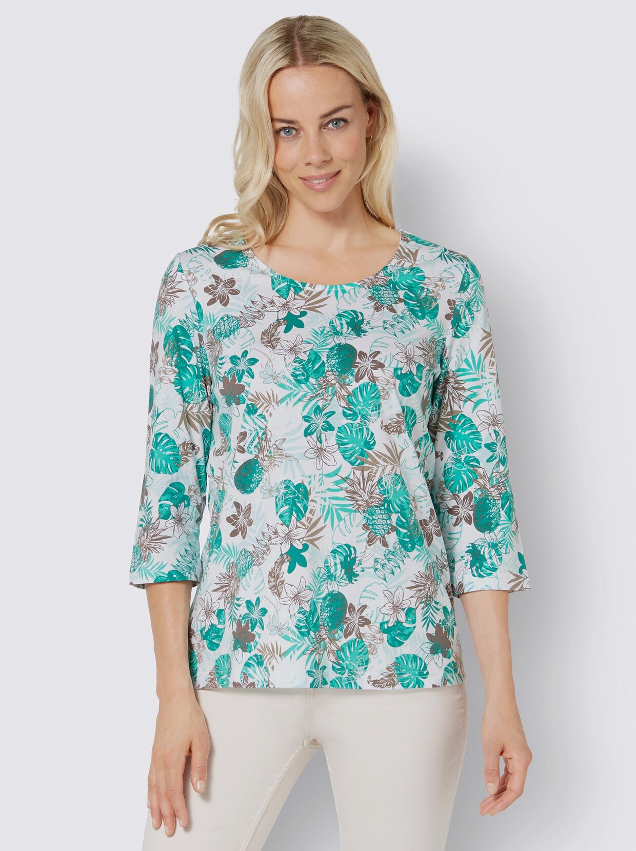 Print-Shirt - smaragd-bedruckt