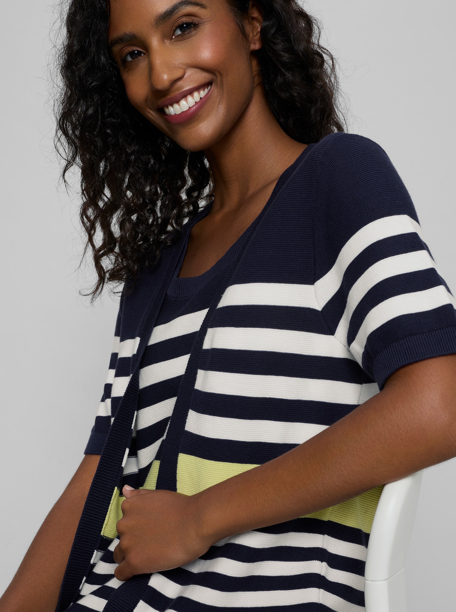 heine 2-in-1-Pullover mit Streifen - marine-pistazie-geringelt