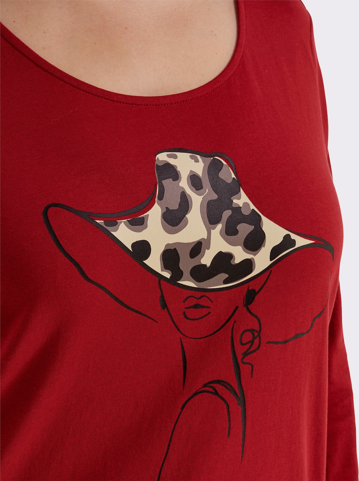 Langarmshirt mit Druck vorne - kirsche