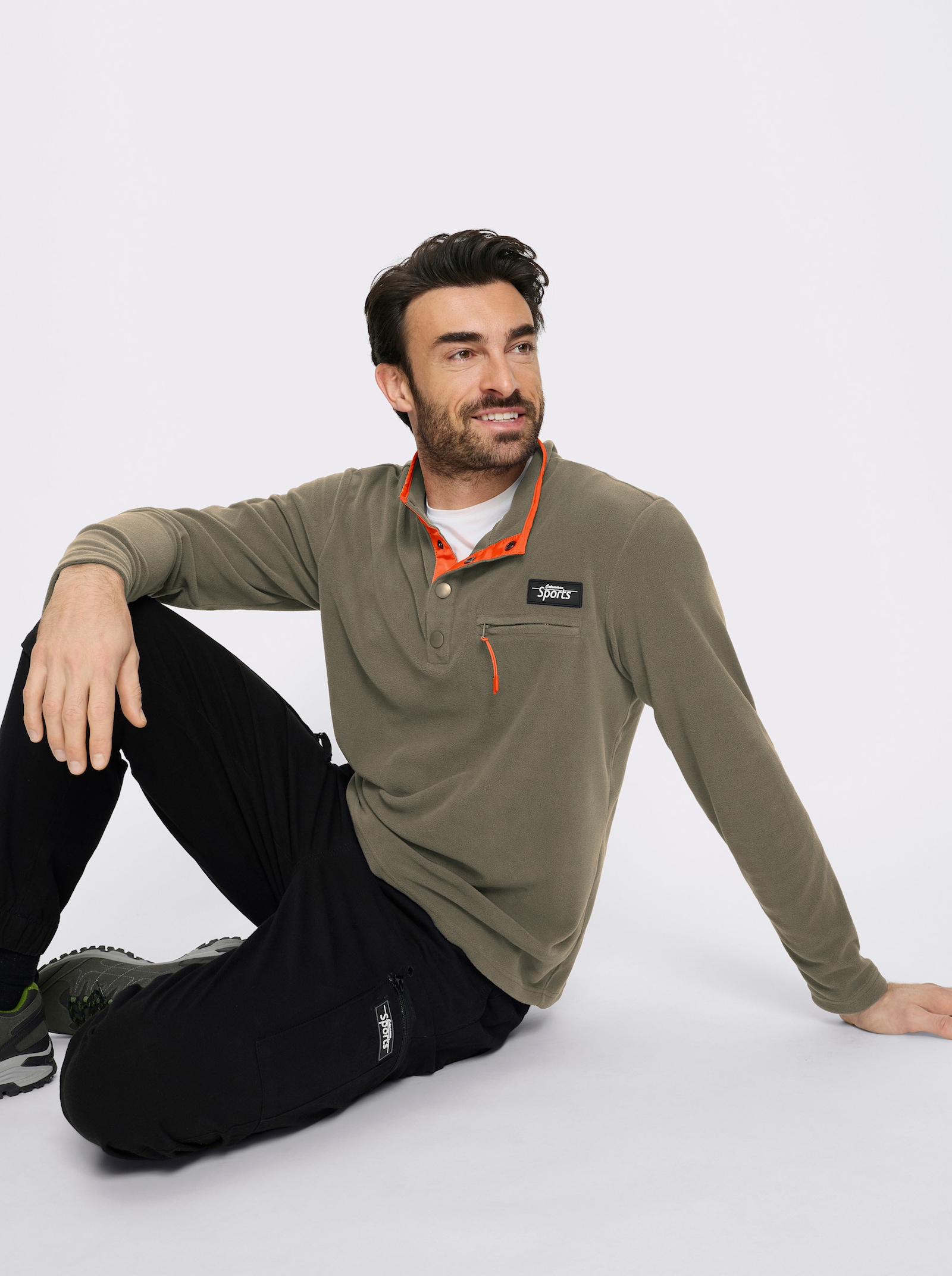 Catamaran Sports Fleeceshirt mit Reißverschluss-Brusttasche - khaki