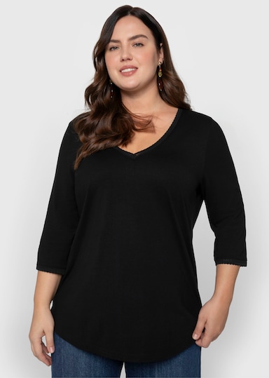 sheego 3/4-Arm-Shirt - schwarz