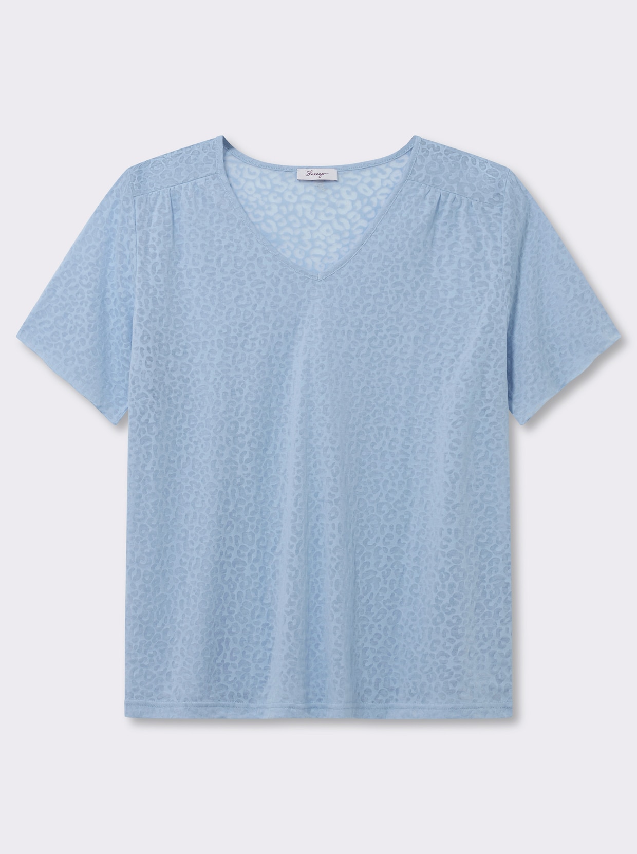 sheego V-Shirt in Ausbrenner-Optik - eisblau