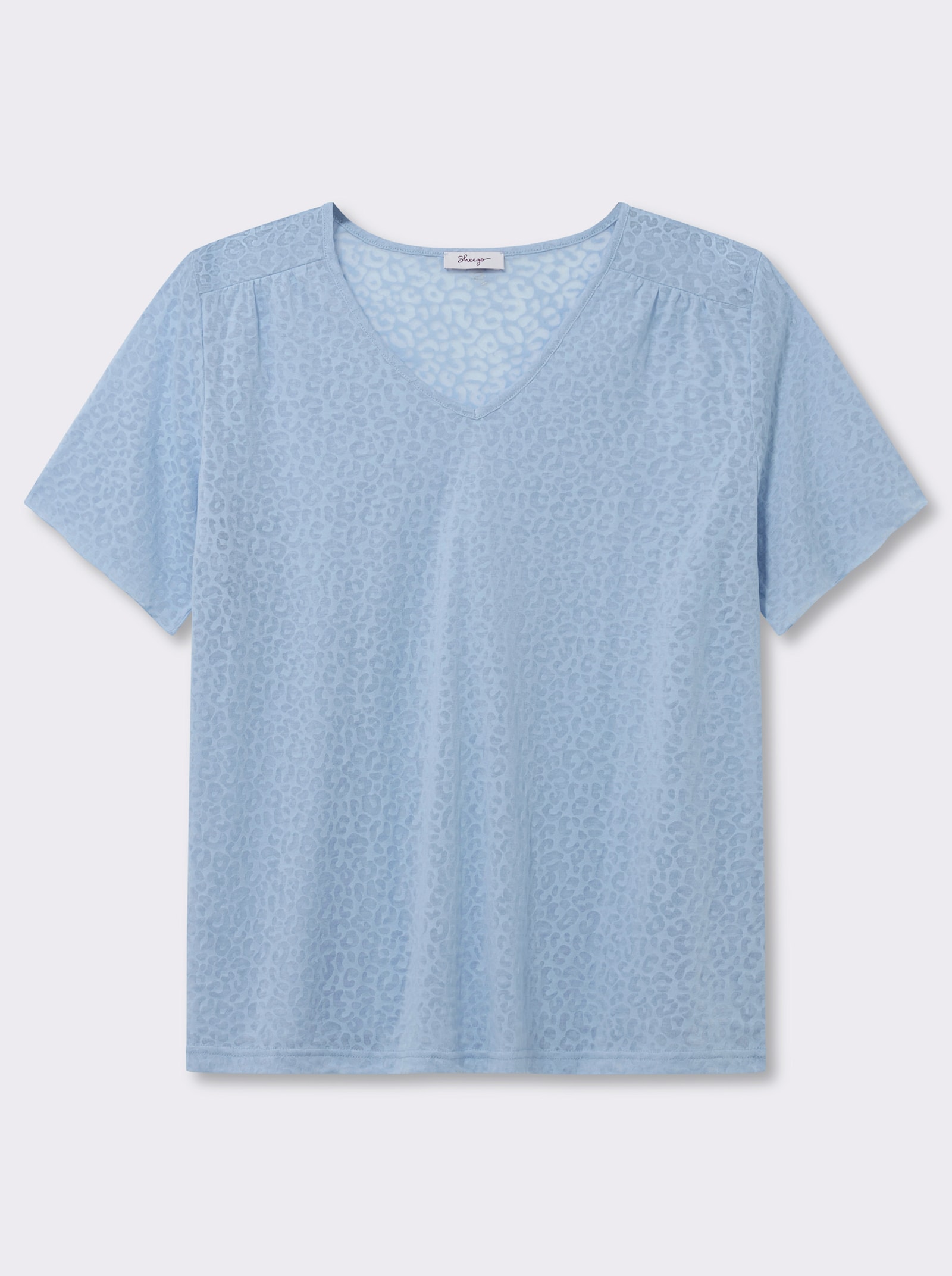 sheego V-Shirt in Ausbrenner-Optik - eisblau