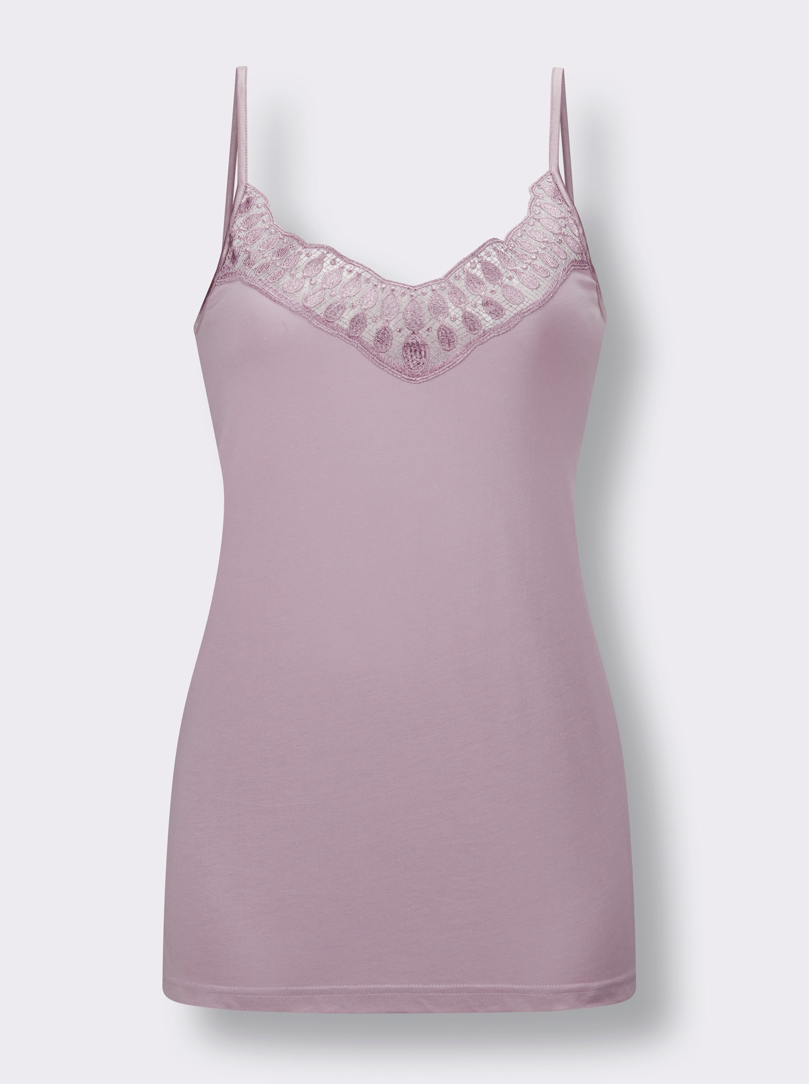 wäschepur Trägerhemd mit Spitzenbesatz - mauve