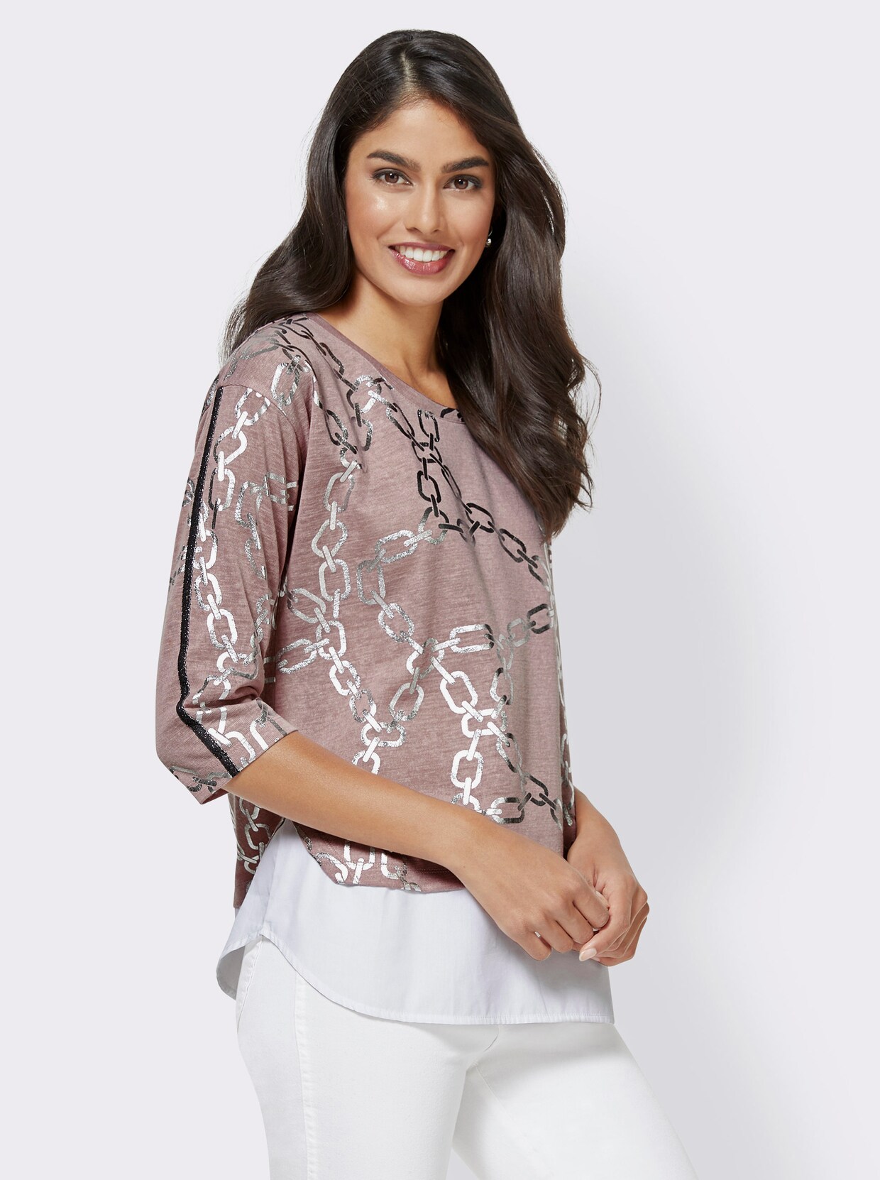 Longshirt - rosé-silberfarben