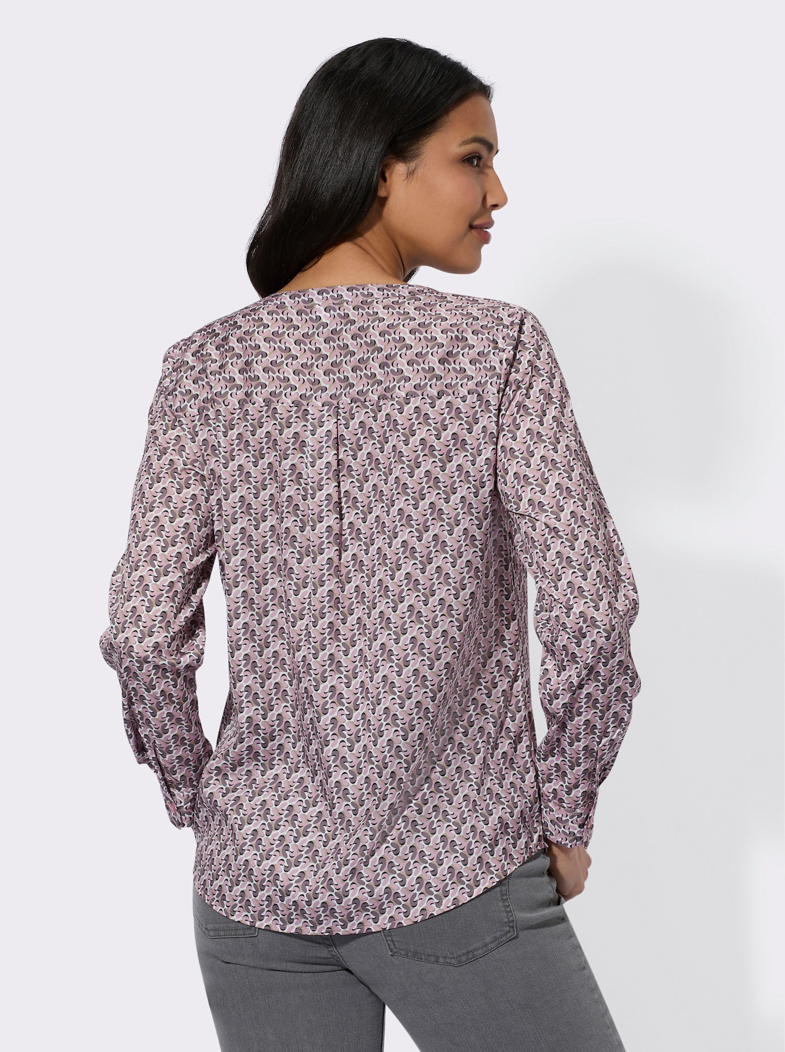 Bekväm blus m minimönster - malva-mörk mullvad-tryck