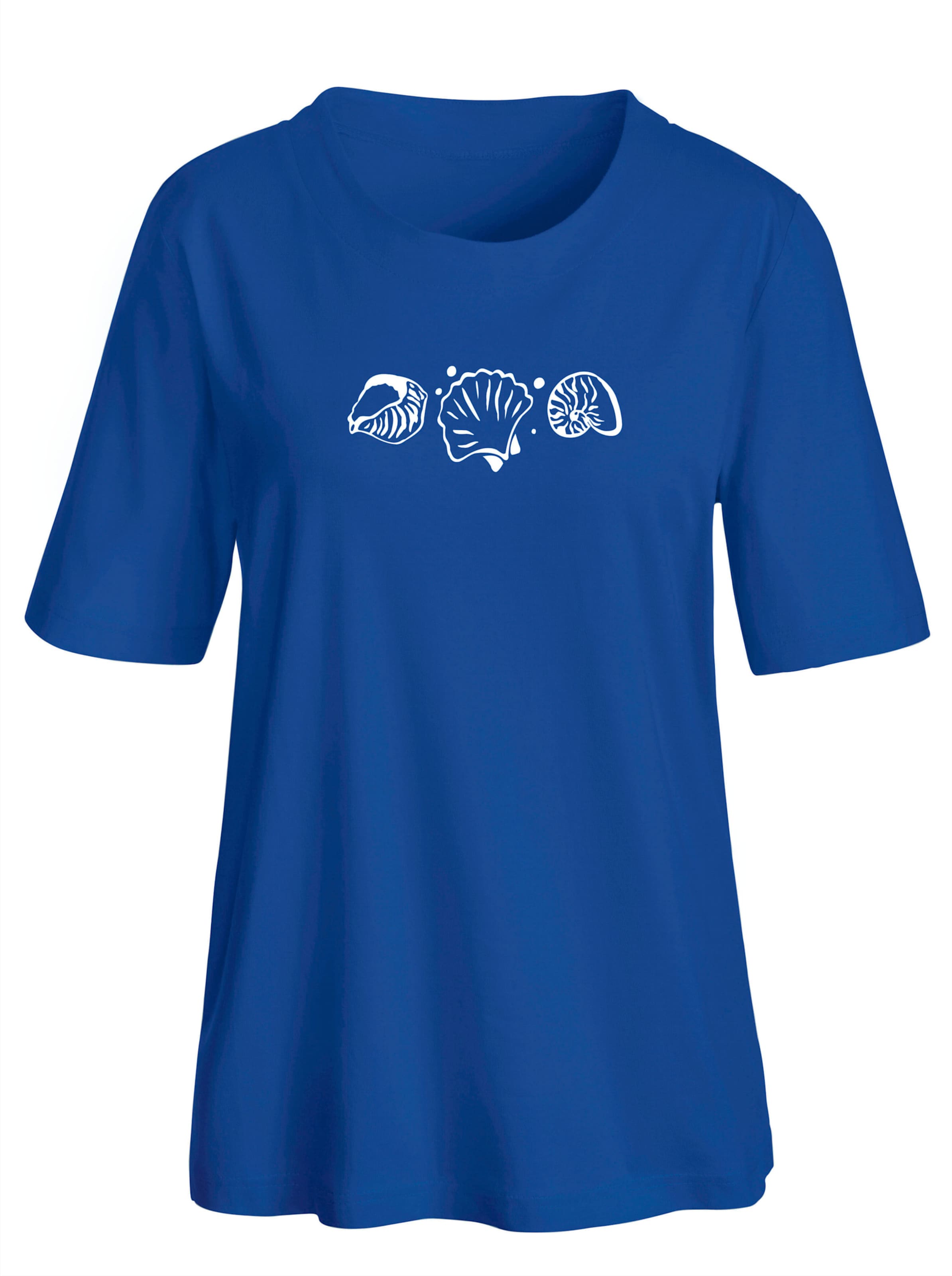 Shirt Kurzarm günstig Kaufen-Kurzarmshirt in royalblau von heine. Kurzarmshirt in royalblau von heine <![CDATA[Shirt mit Muscheldruck vorne. Seitenschlitze.]]>. 