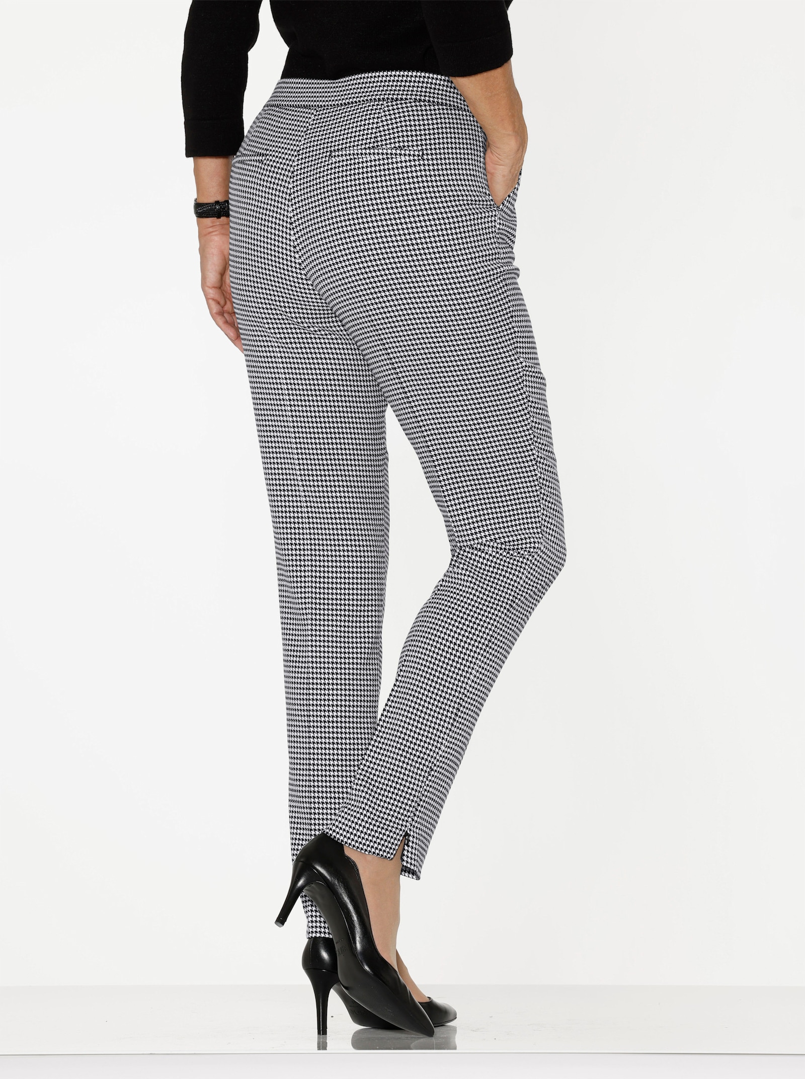 CREATION L PREMIUM Webhose in knitterarmer, bügelleichter Qualität - schwarz-ecru