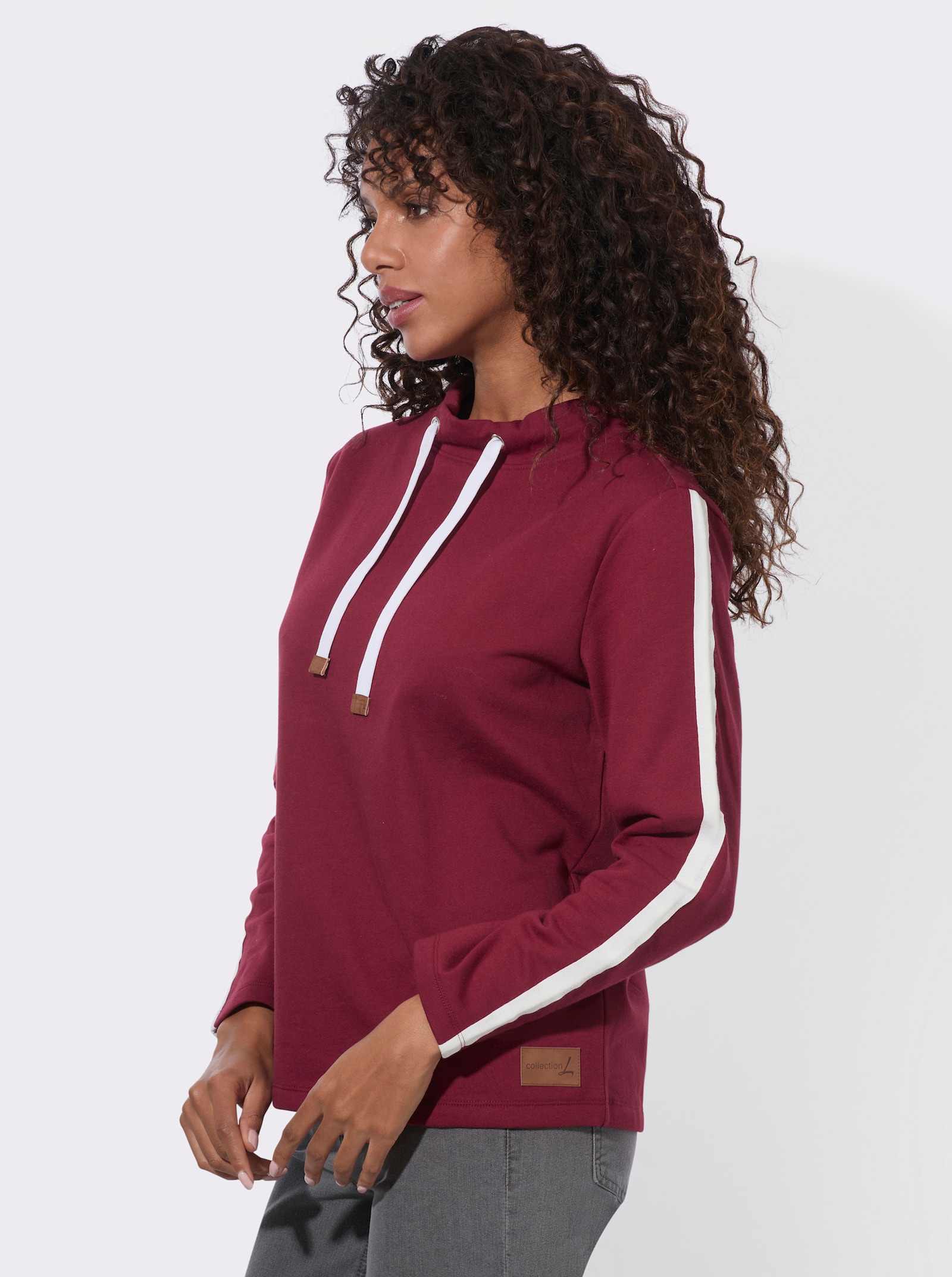  Sweatshirt mit Stehkragen - dunkelrot