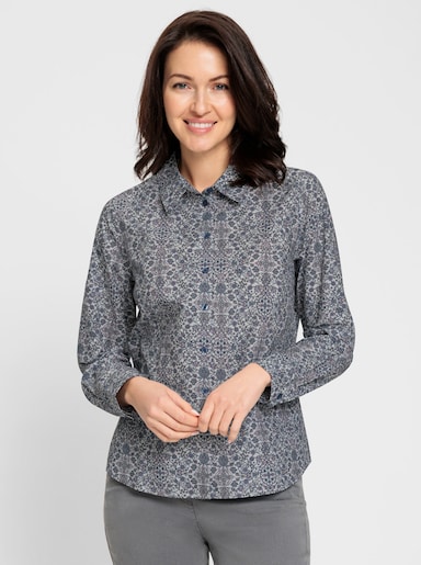 Baumwollbluse mit Ornamente-Dessin - ecru-bedruckt