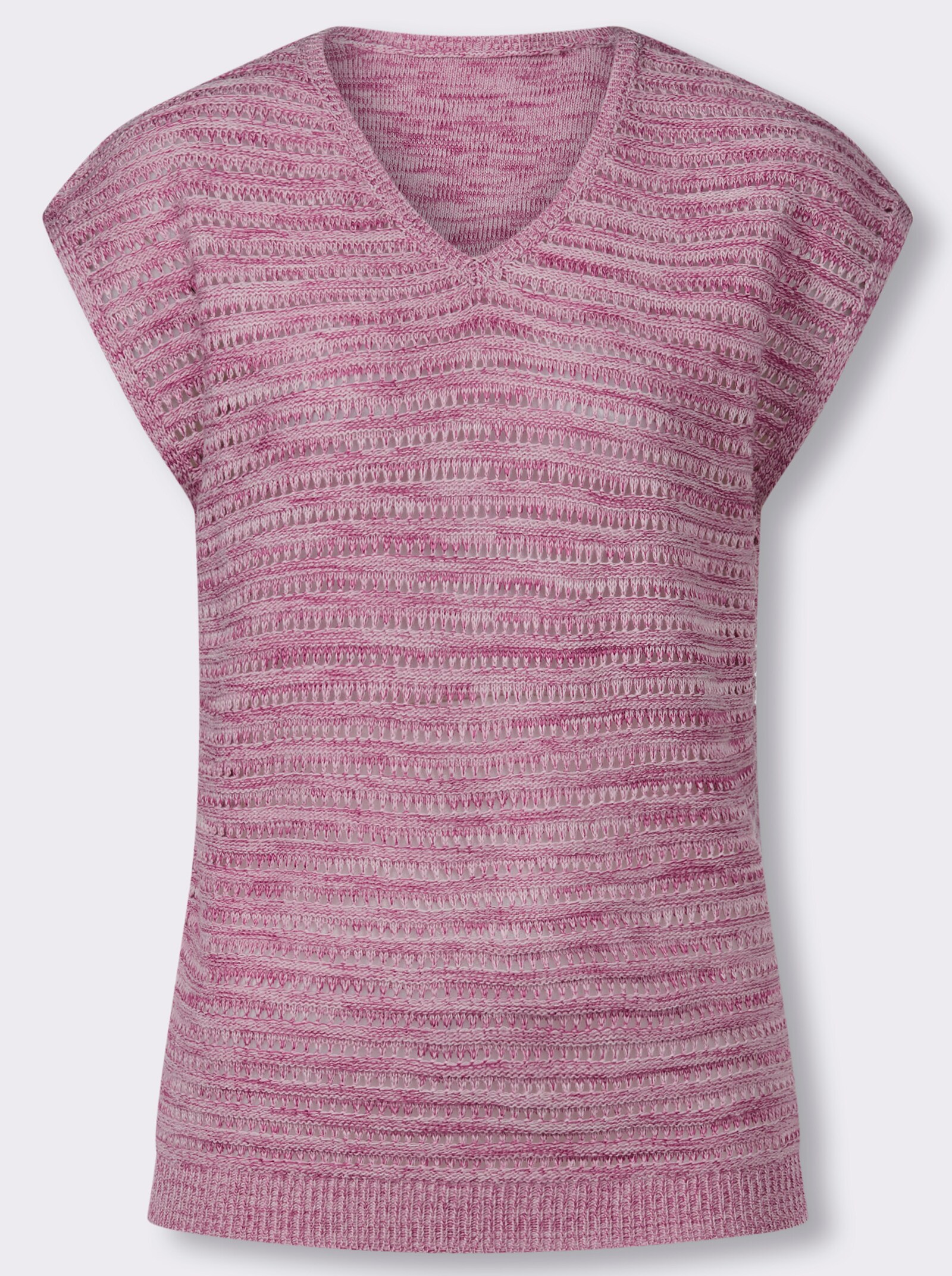 Pullunder mit Ajour-Muster - rosé-meliert