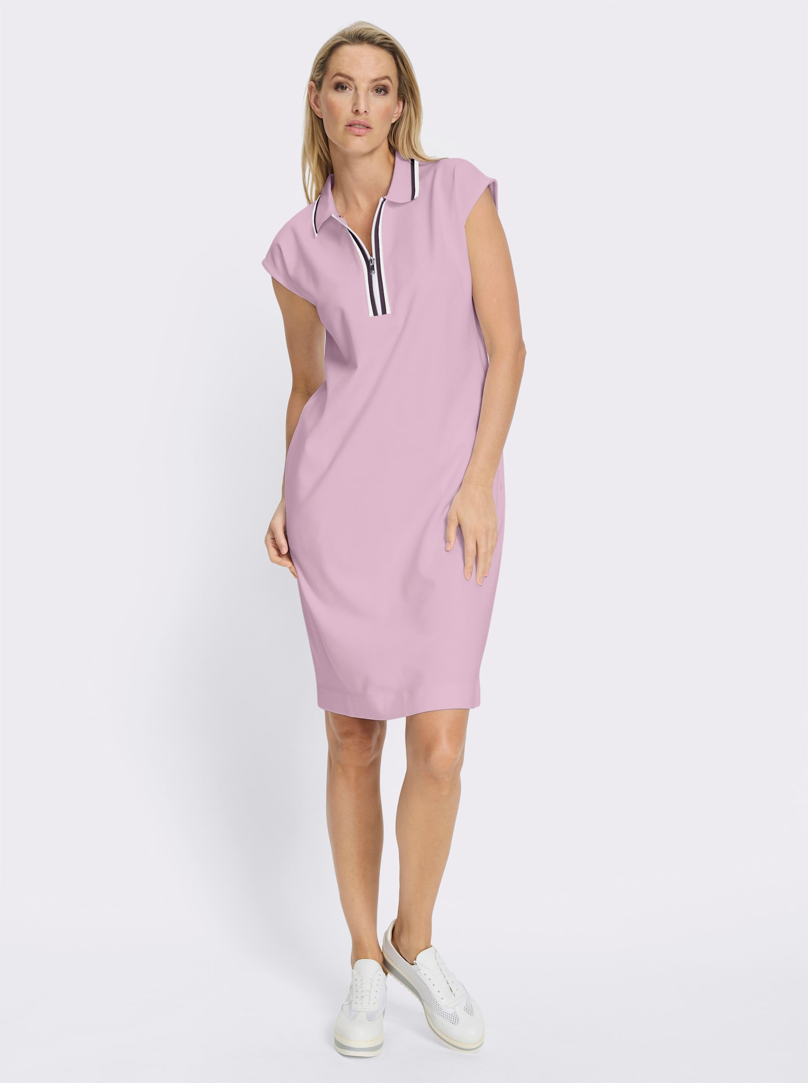 heine Jerseykleid mit Polokragen - rosé