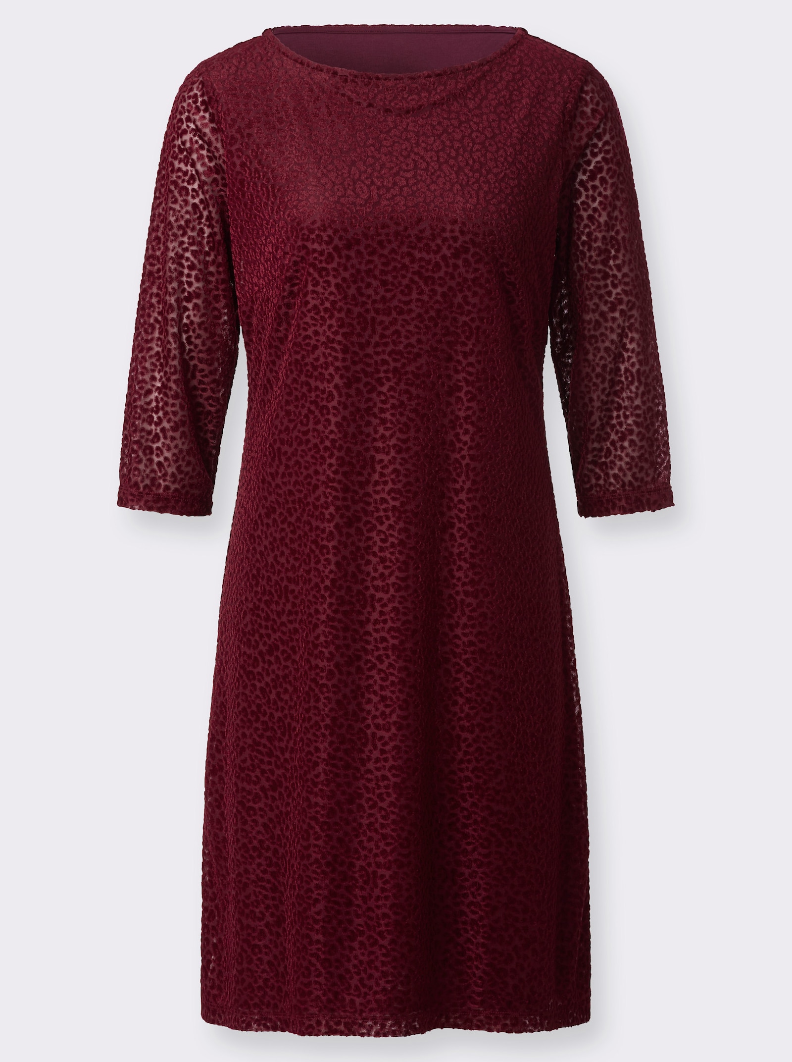 Jerseykleid in Pannesamt-Qualität - bordeaux