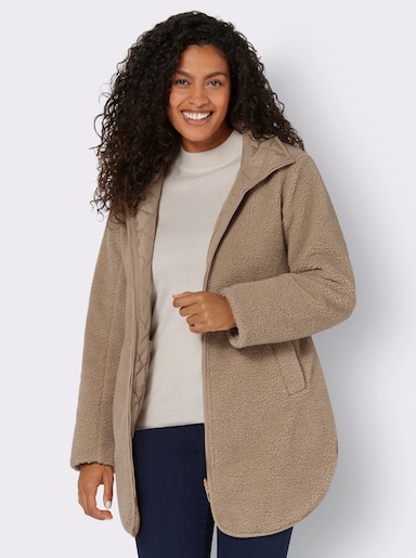 mit Steppseite und Fleeceseite Wendejacke - beige