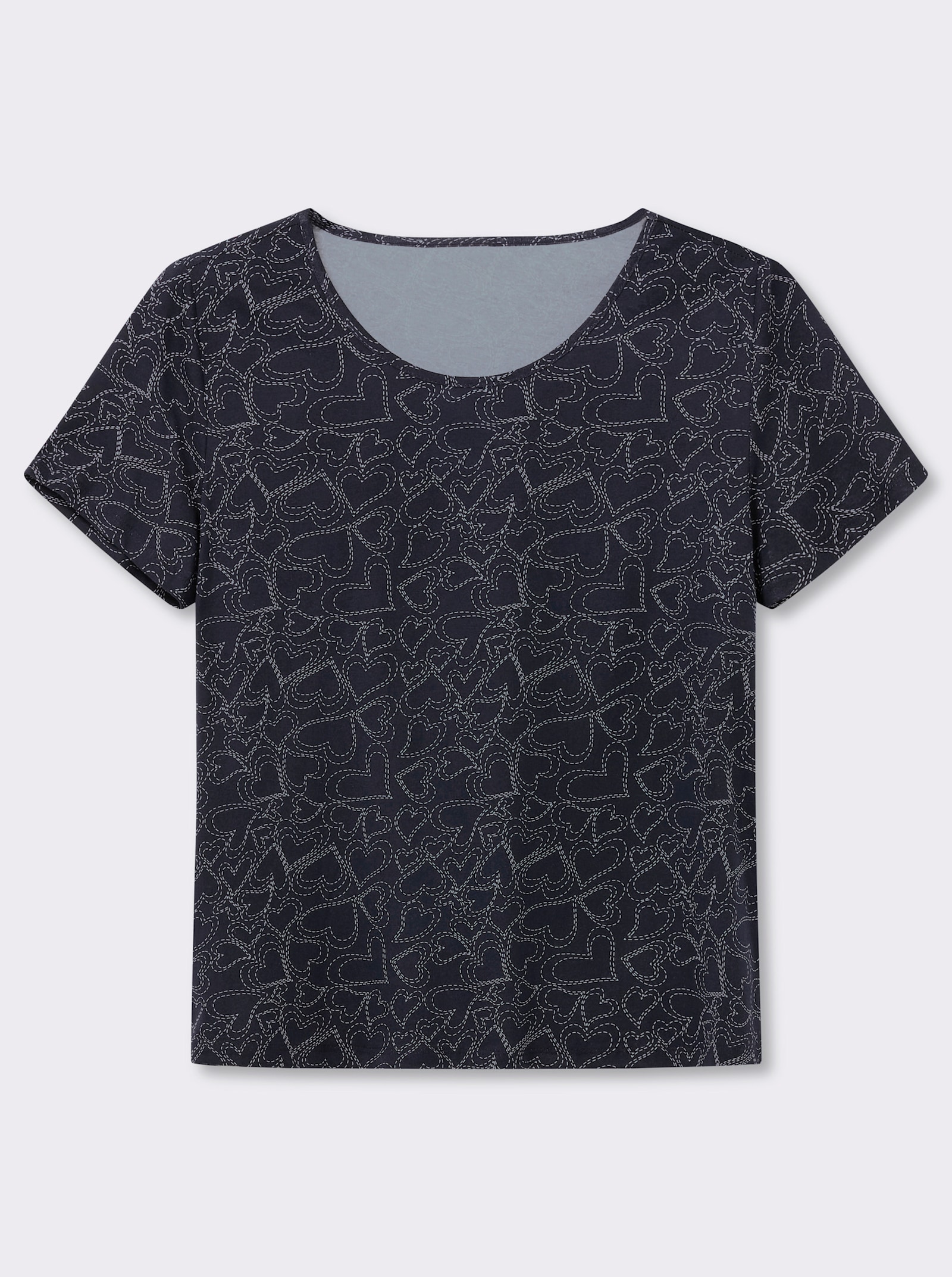 T-Shirt mit Herzchen-Dessin - marine-bedruckt