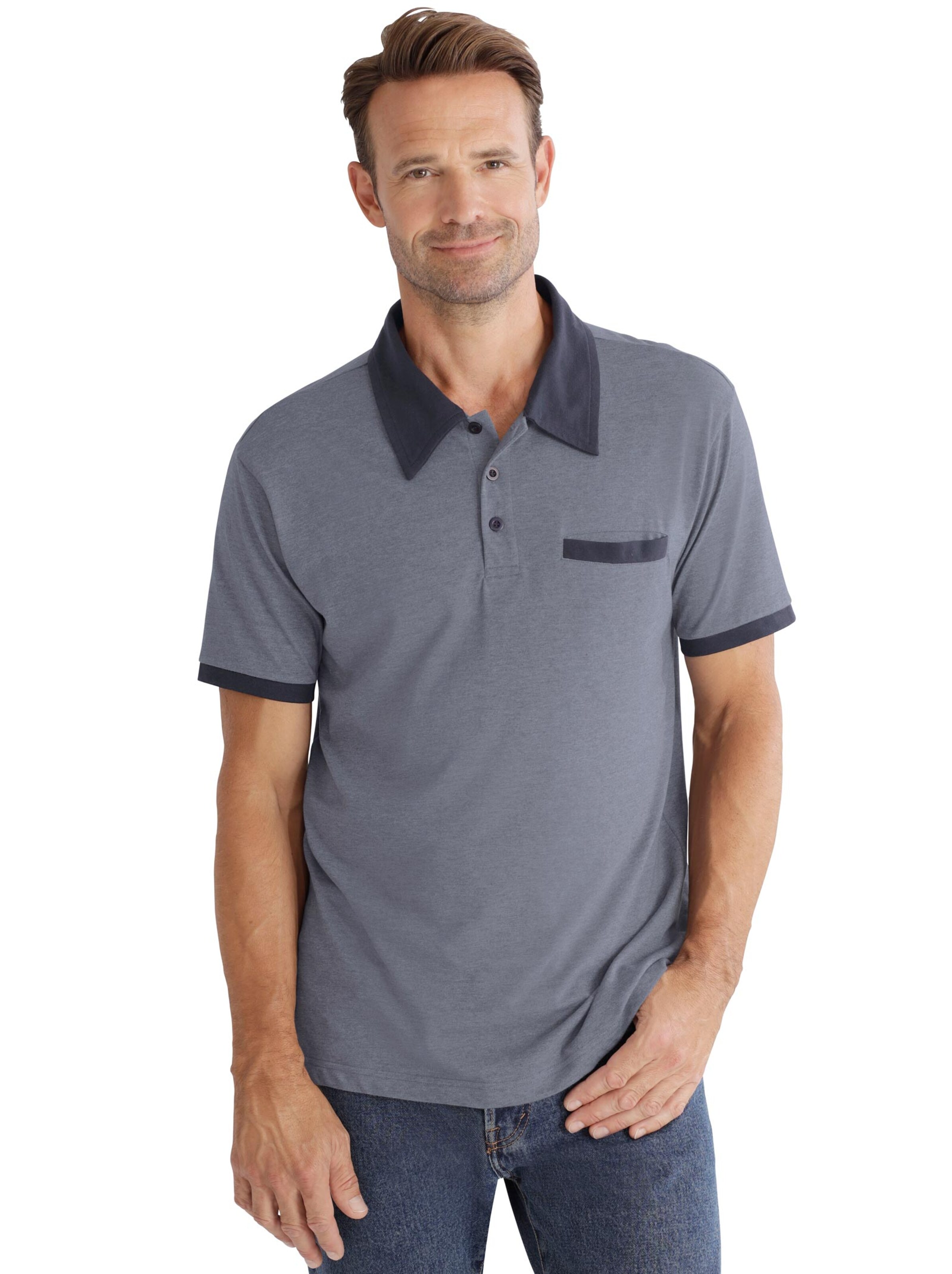 Poloshirt - blau-meliert