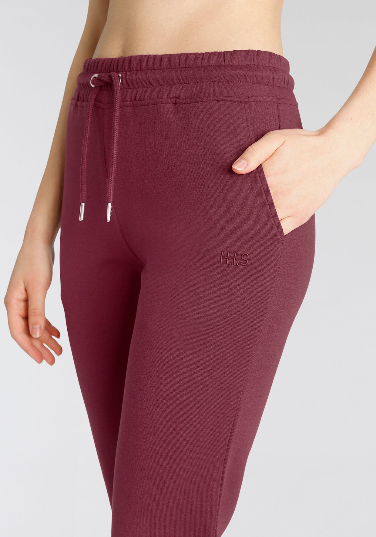 H.I.S Pantalon molletonné - rouge rubis